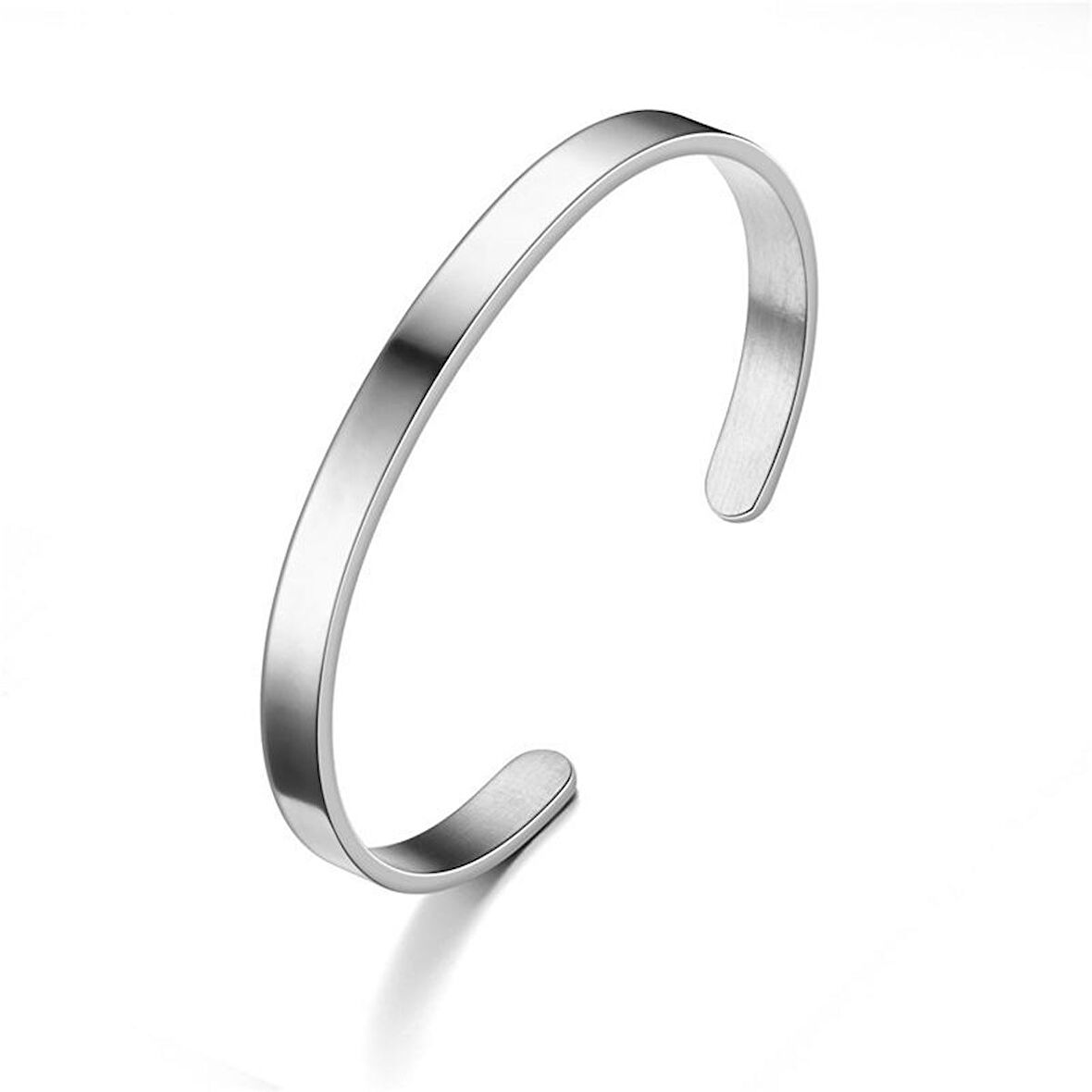 Chavin 6 mm. Gri Kelepçe Dizayn Çelik Erkek Bileklik et36by-6