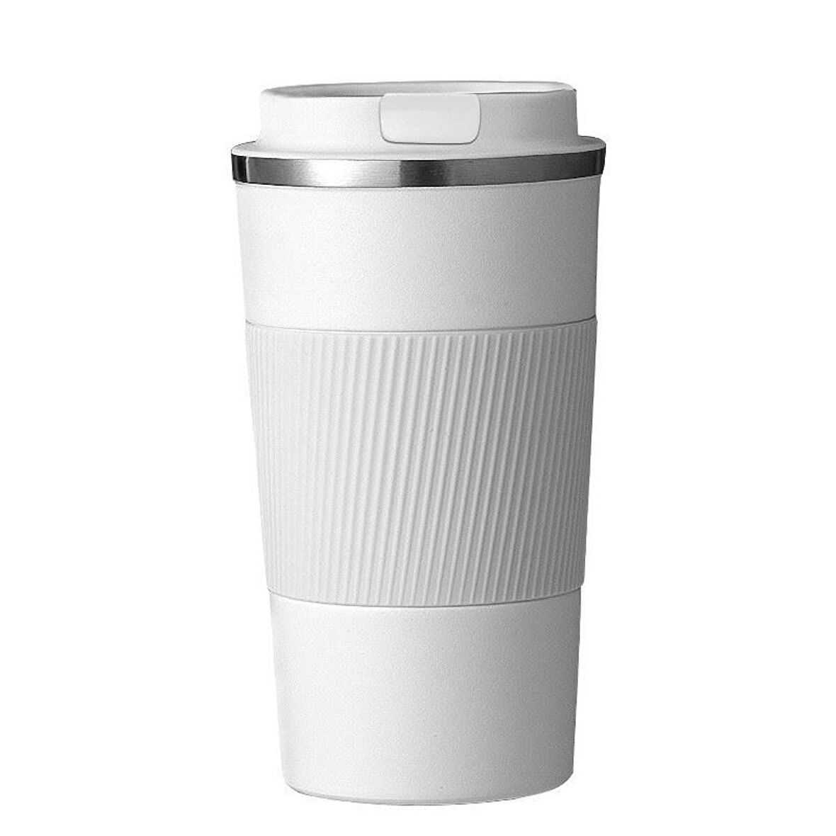 304 L Kilitli Çelik Mat Beyaz 510 ml Kahve Termos Mug cin405by