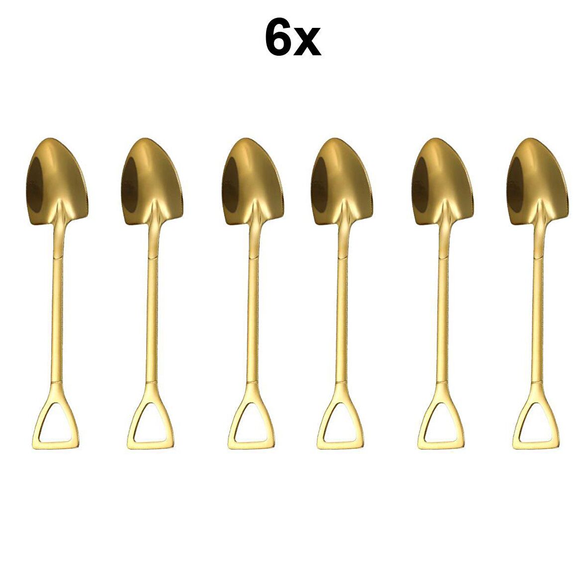 Çelik 6 Adet Düşük Kalite Gold Kürek Tatlı Meyve ve Dondurma Kaşığı cin754sr-6