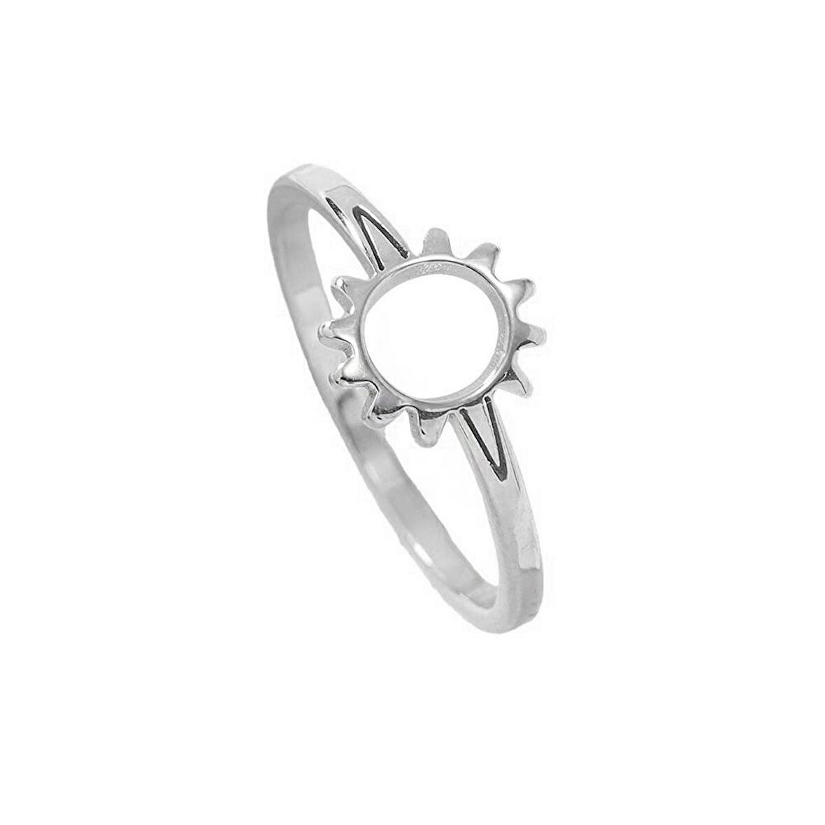 Chavin Çelik Silver Güneş Model Bayan Yüzük ev35by