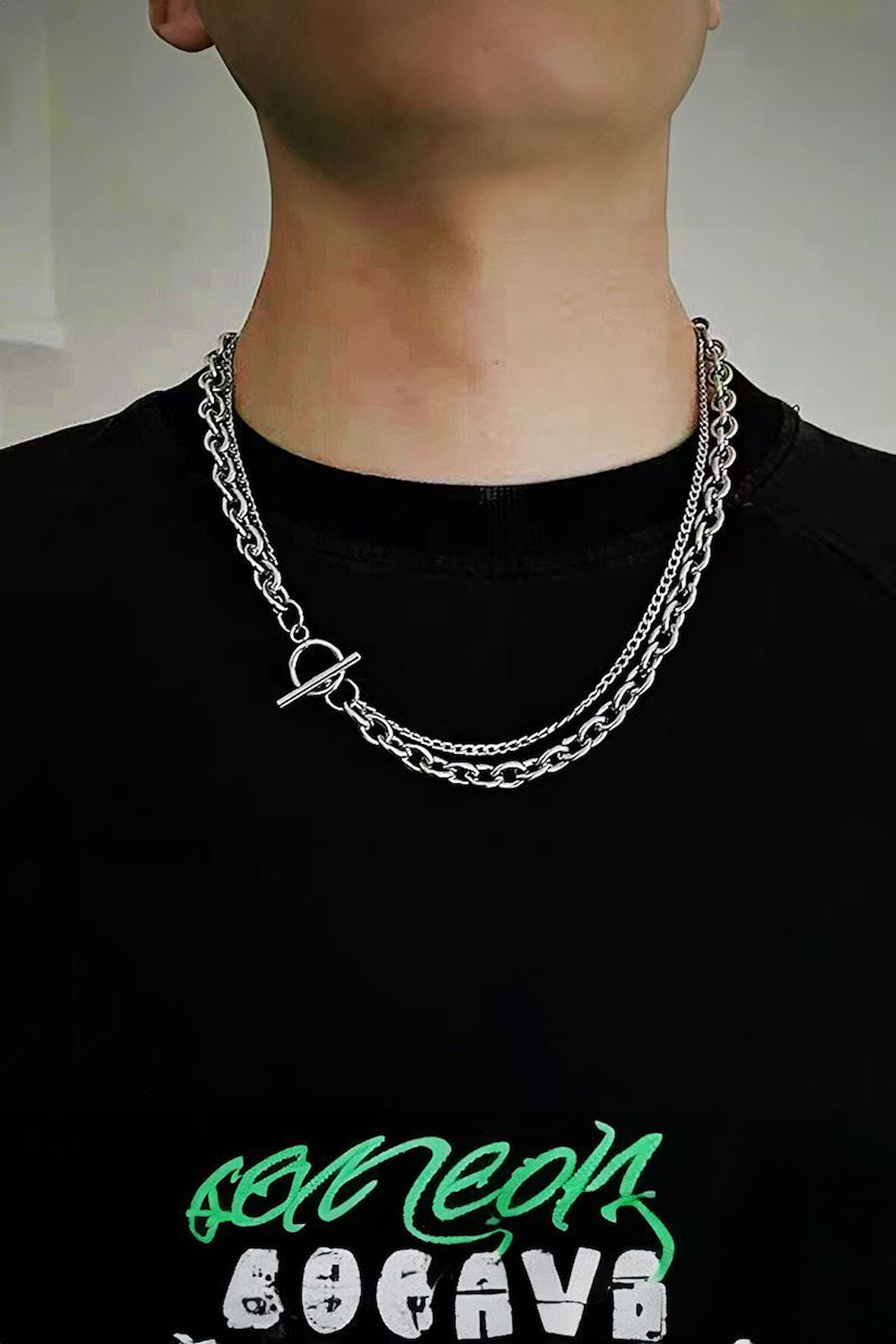 Chavin 60 cm İki Kat Hip Hop Stil Unisex Geçirmeli Zincir Kolye ev56