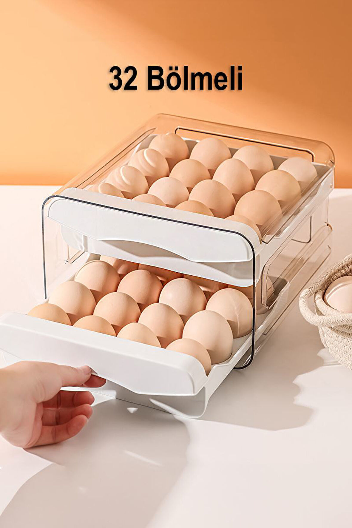 32 Bölmeli Plastik Yumurtalık Buzdolabı Düzenleyici Yumurta Saklama Çekmecesi