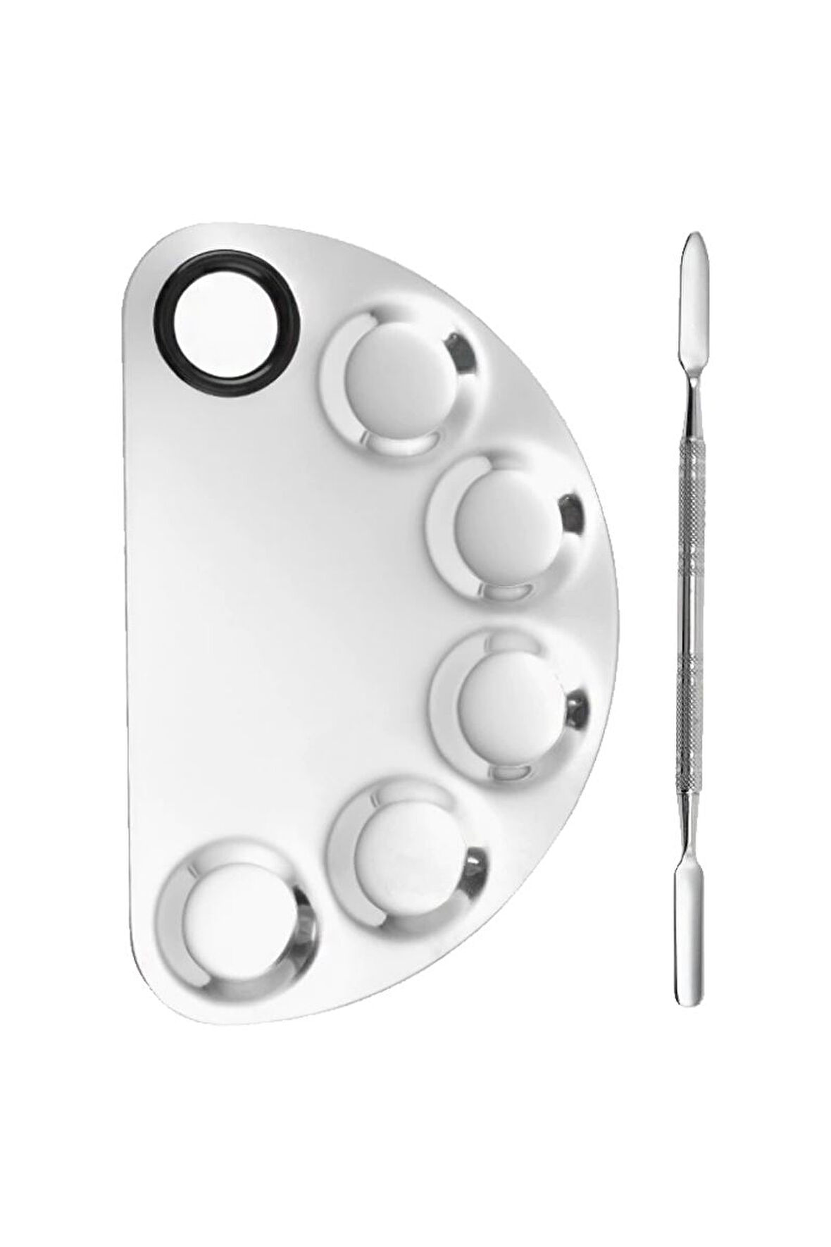 2 Parça Çelik Makyaj Fondöten Krem Oje Karıştırma Spatula Palet Set mt158