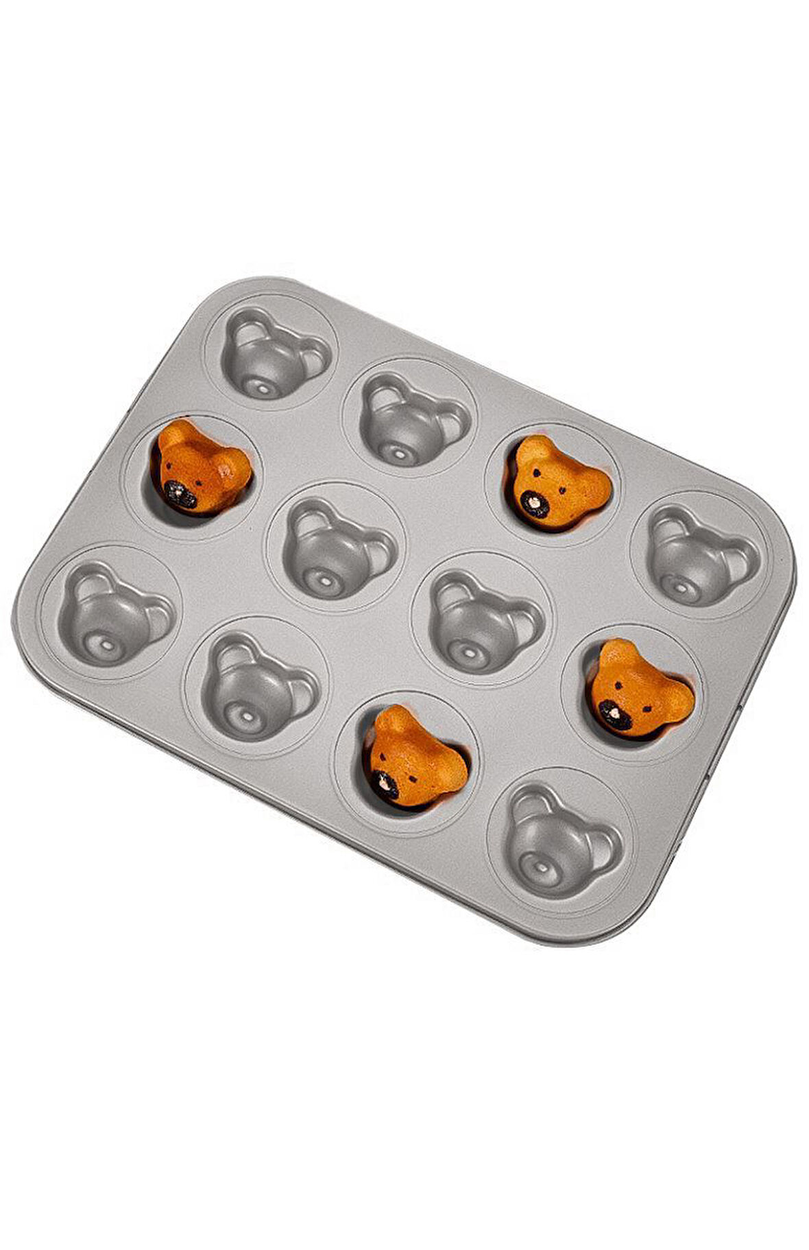Karbon Çelik 12 li Ayıcık Muffin Cupcake Kek Pişirme Kalıbı mt125