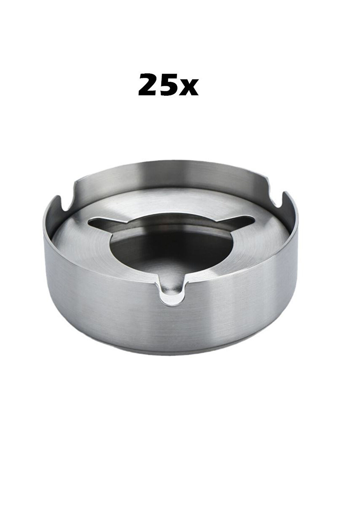25 Adet Çelik 8 cm Kafe Restaurant Lokanta Yuvarlak Kül Tablası Küllük cin955-25