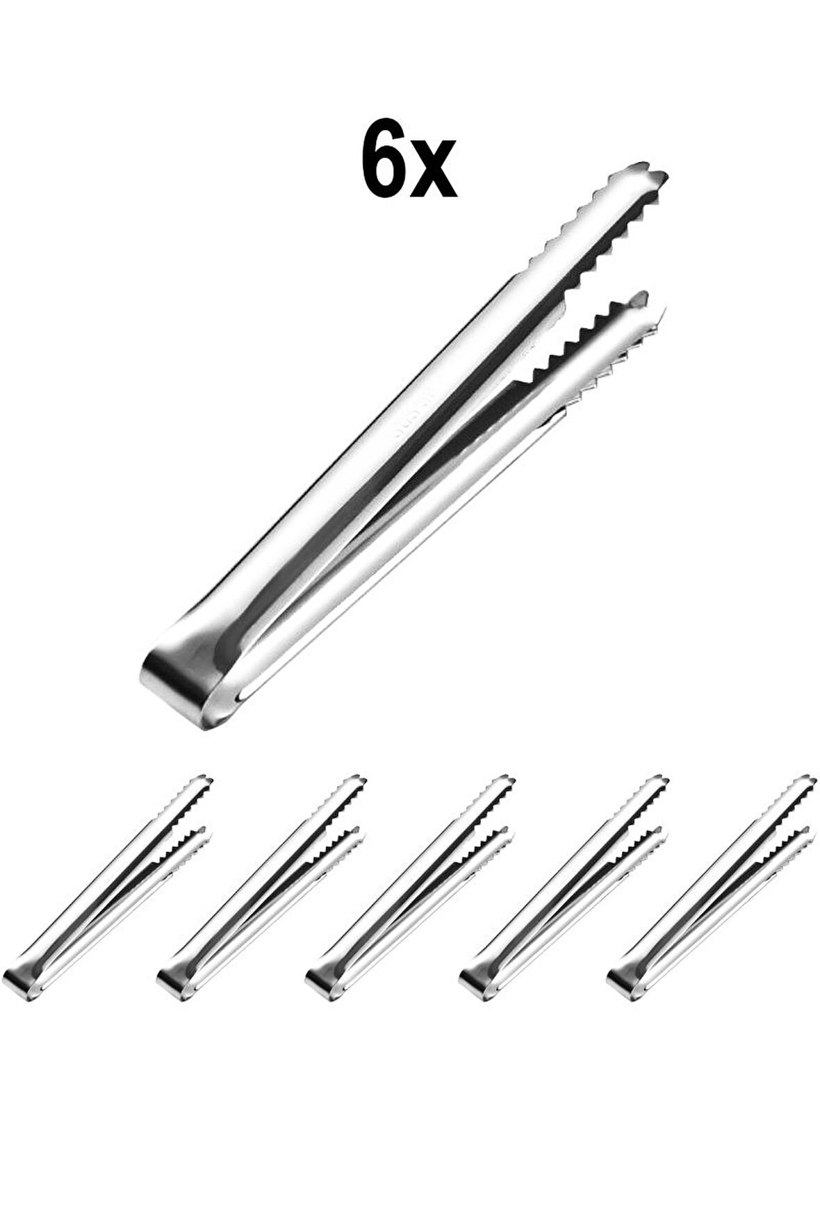 6 Adet 304 Çelik 14,8 cm. Buz Ve Şeker Maşası mt130-6
