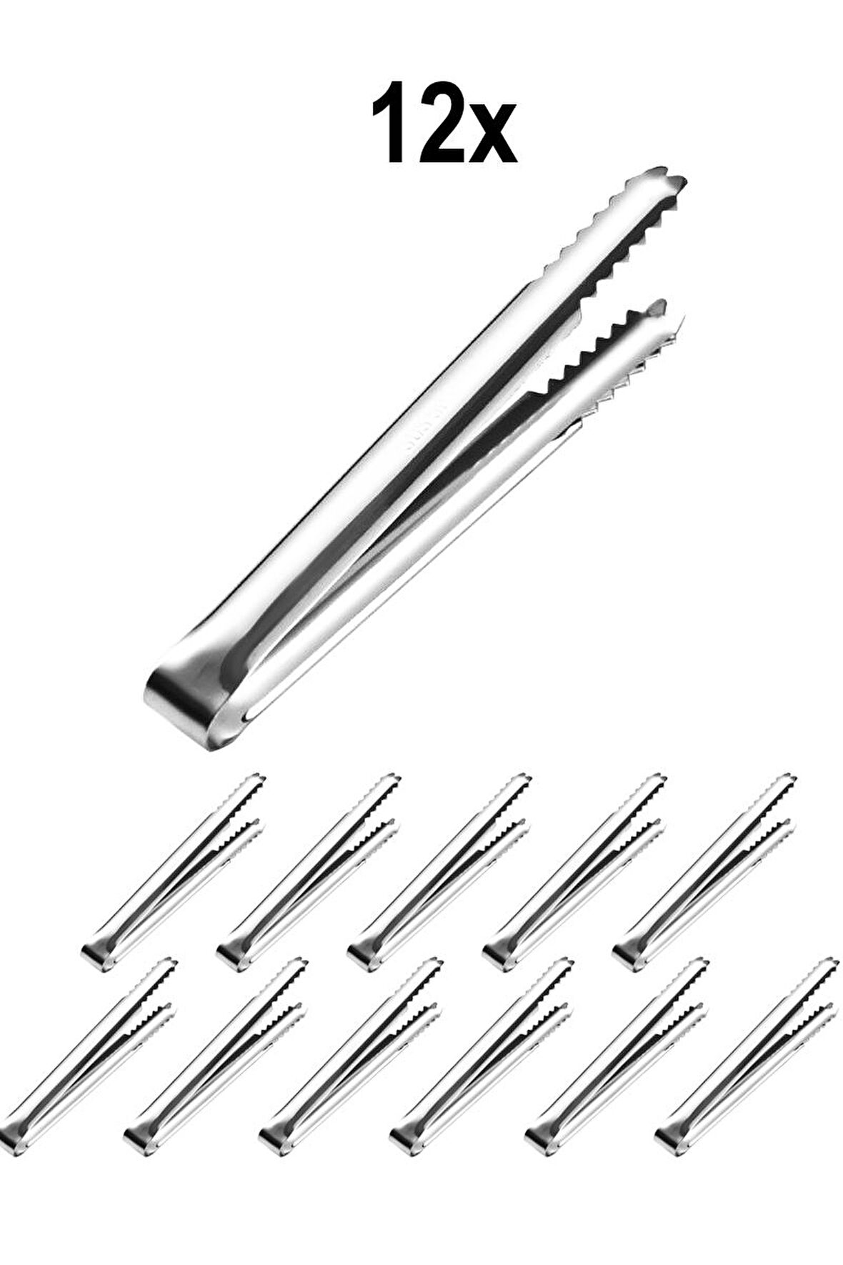12 Adet 304 Çelik 14,8 cm. Buz Ve Şeker Maşası mt130-12