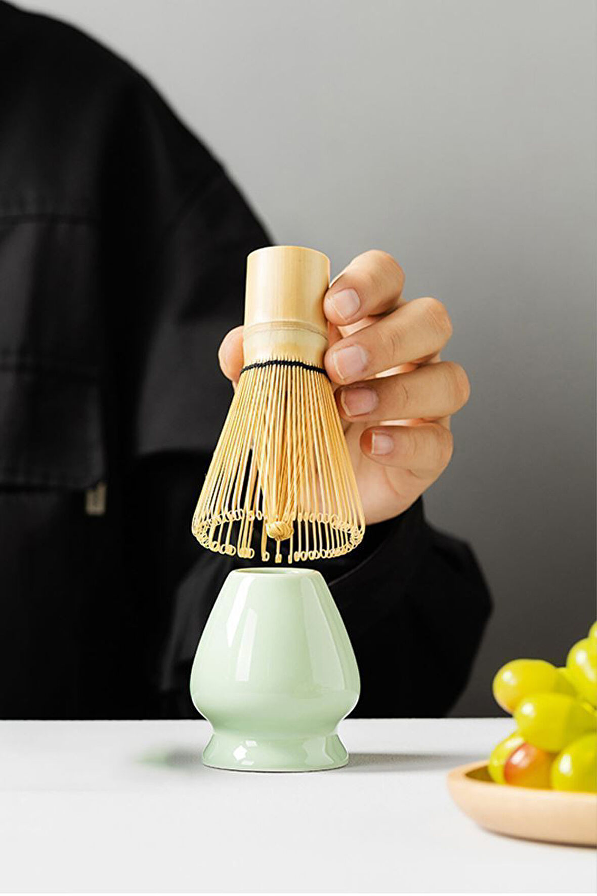 2 Parça Matcha Çayı Fırça ve Bamboo Whisk Tutucu Köpürtücü Tutacağı mt165