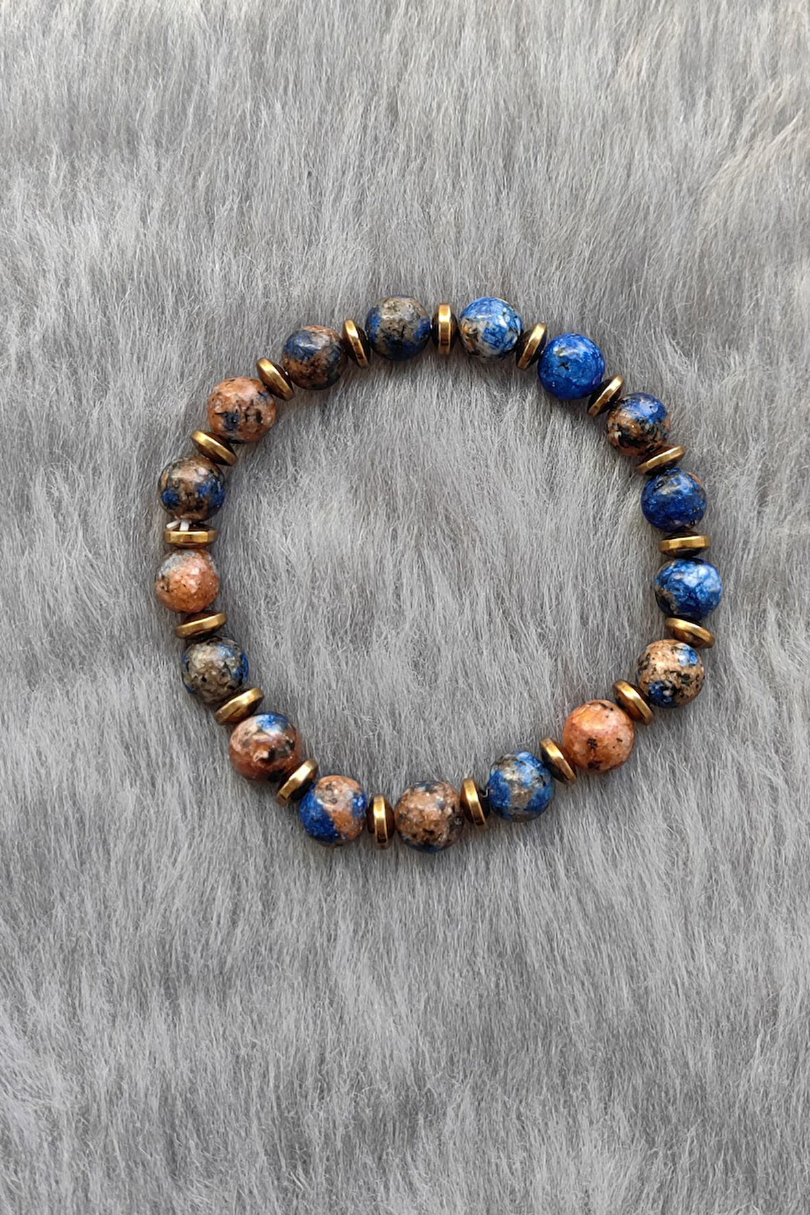 Chavin Lastikli Doğal Lapis Taşlı Erkek Bileklik ey17