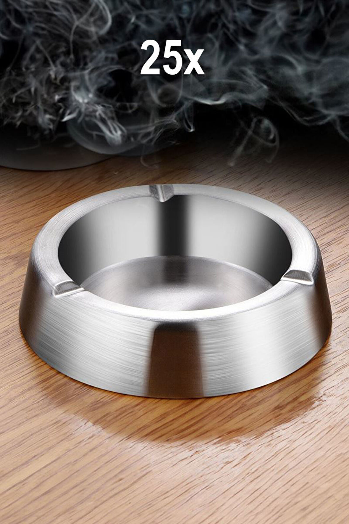 25 Adet Çelik 12,5 cm Kafe Restaurant Lokanta Yuvarlak Kül Tablası Küllük mt170b