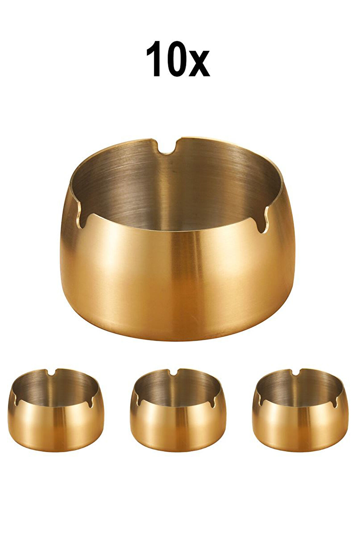 10 Adet Çelik Gold 8 cm Kafe Restaurant Lokanta Yuvarlak Kül Tablası Küllük 