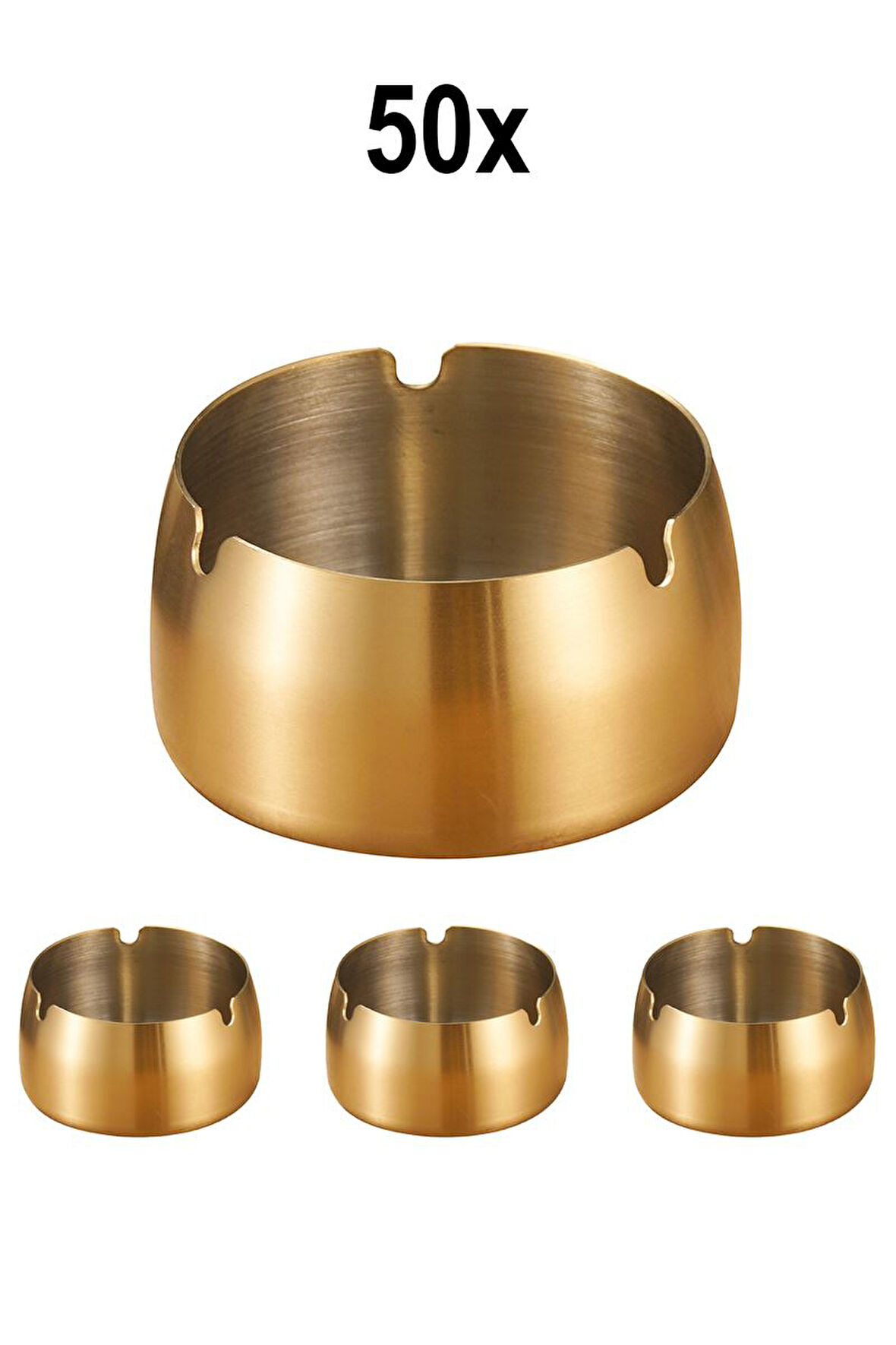 50 Adet Çelik Gold 8 cm Kafe Restaurant Lokanta Yuvarlak Kül Tablası Küllük 