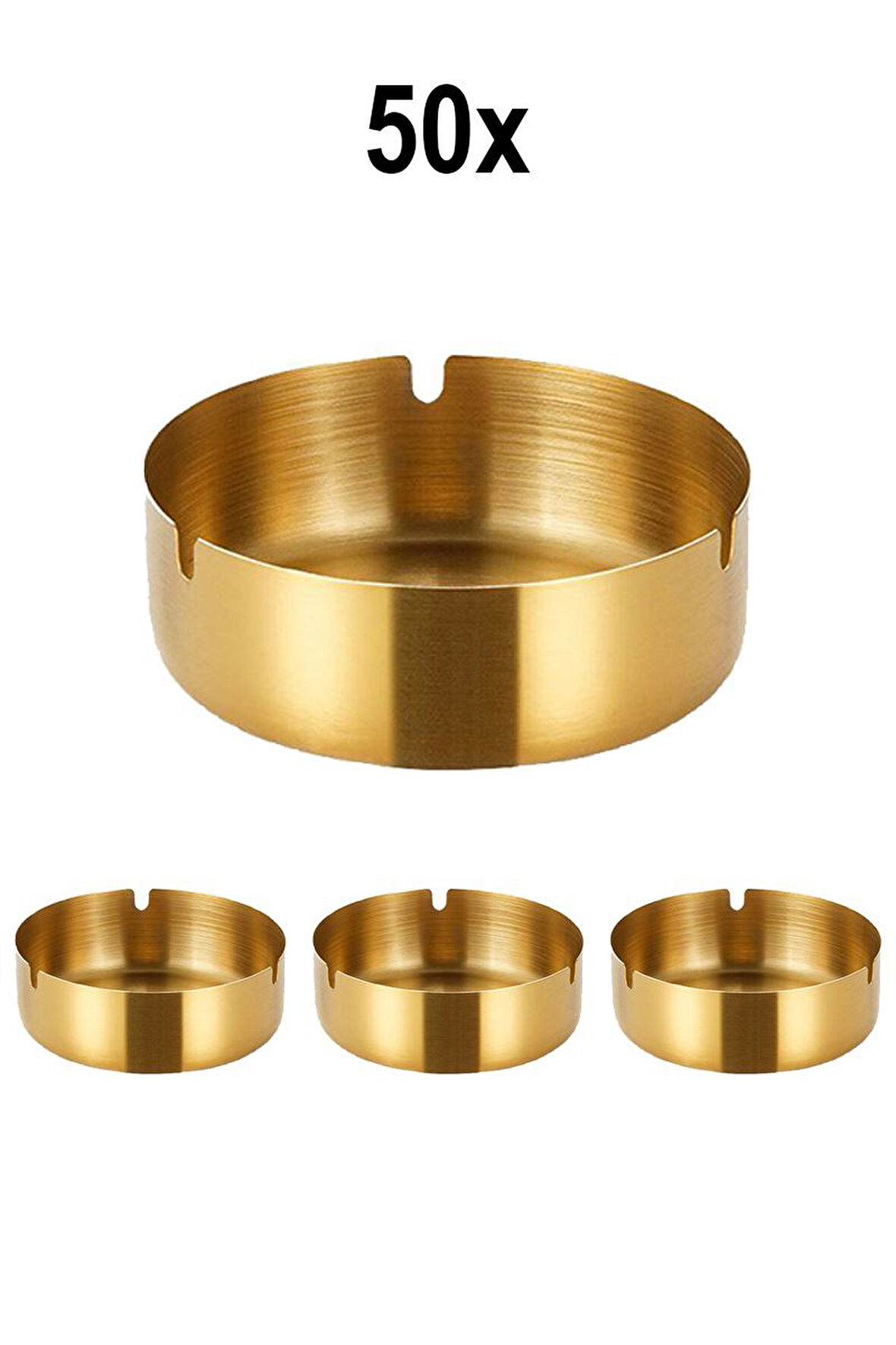 50 Adet Çelik Gold 8 cm Kafe Restaurant Lokanta Yuvarlak Kül Tablası Küllük 