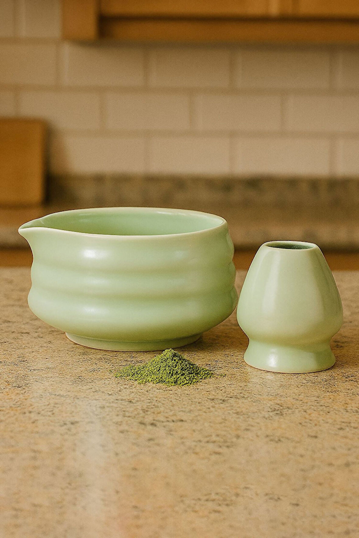 Seramik Chawan Matcha Çayı Köpürtme Kasesi ve Whisk Matcha Tutucu mt216