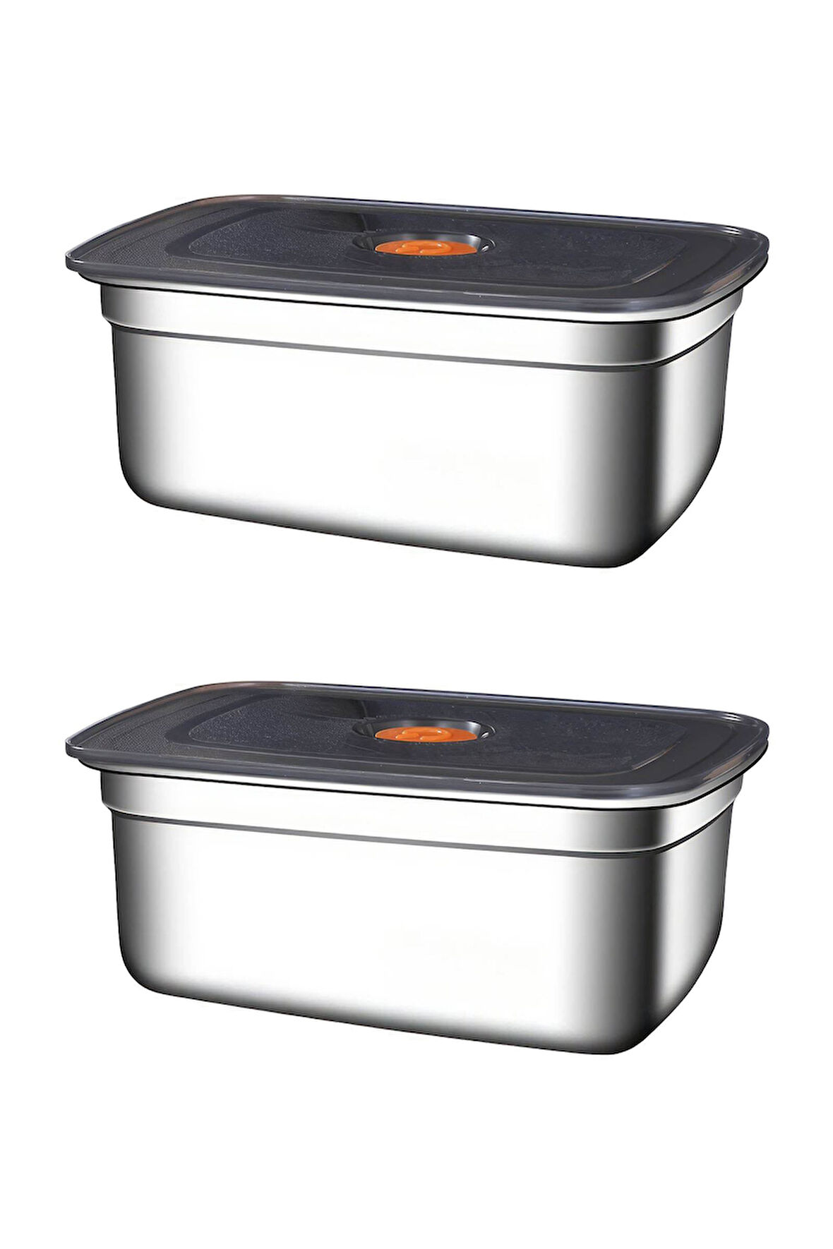 2 Adet Çelik 1500 ml Yemek Meyve Et Buzdolabı Beslenme Saklama Kabı mt220