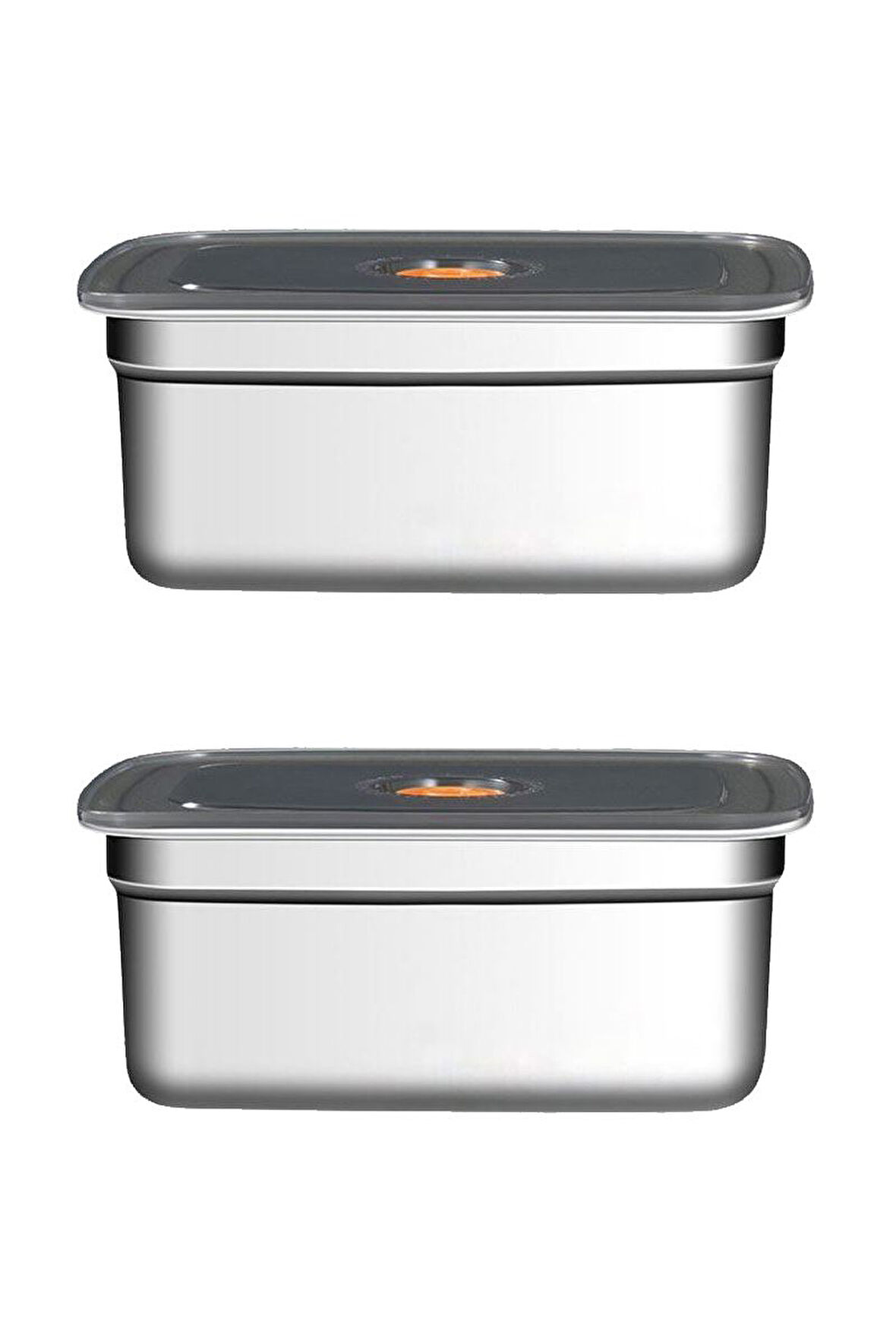 2 Adet Çelik 2200 ml Yemek Meyve Et Buzdolabı Beslenme Saklama Kabı mt221
