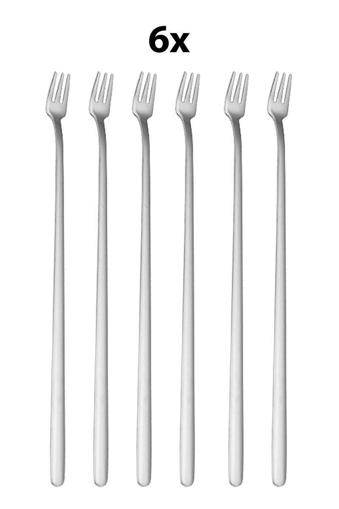 6 Adet 304 Çelik 20 cm Çatallı Kokteyl Karıştırma Barmen Çatalı cin760by-6