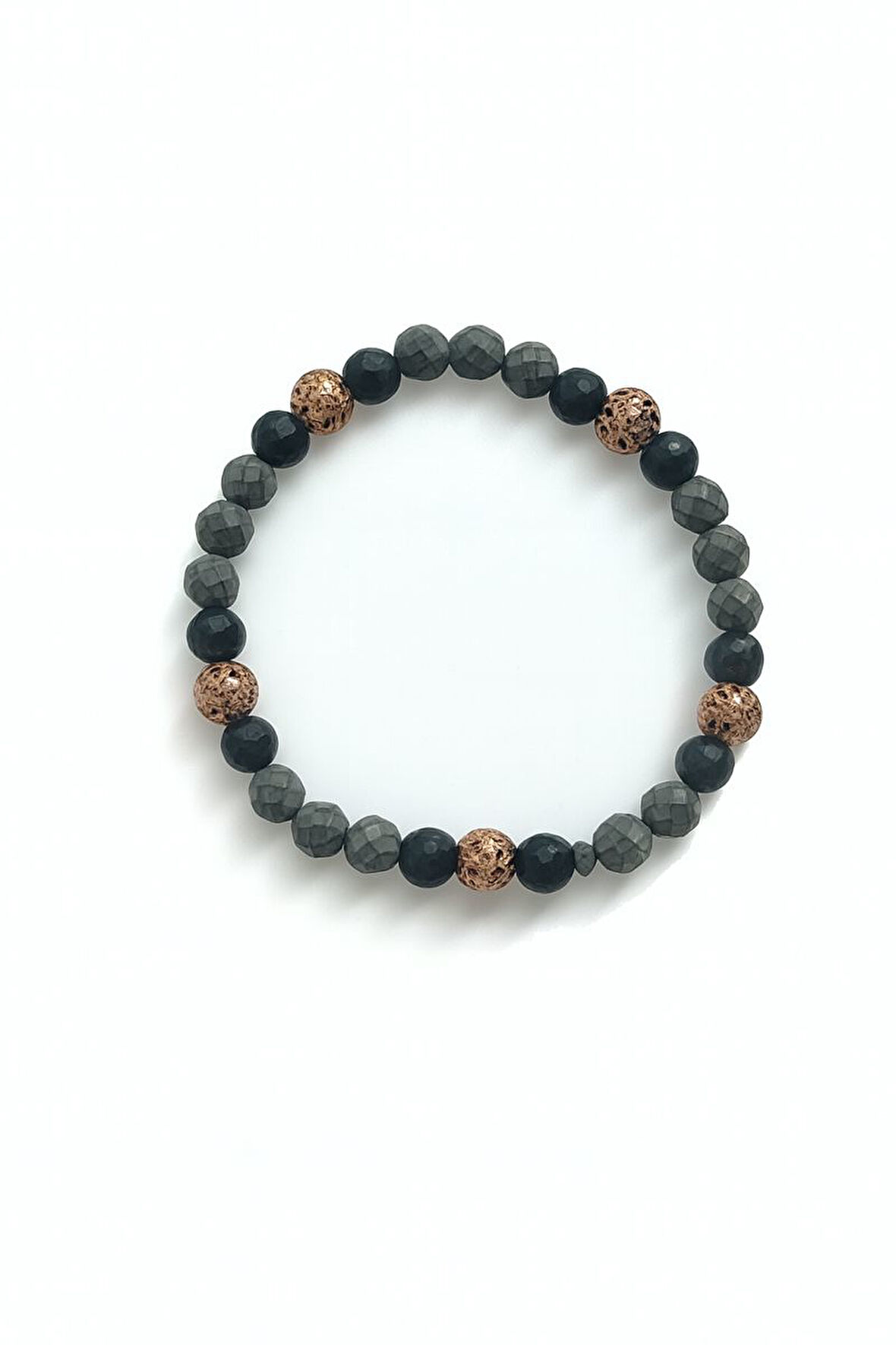 Lastikli Doğal Hematit Taşlı Erkek Bileklik ey35