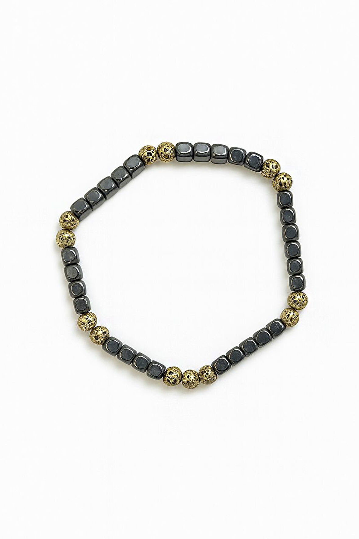 Lastikli Doğal Hematit Taşlı Erkek Bileklik ey37