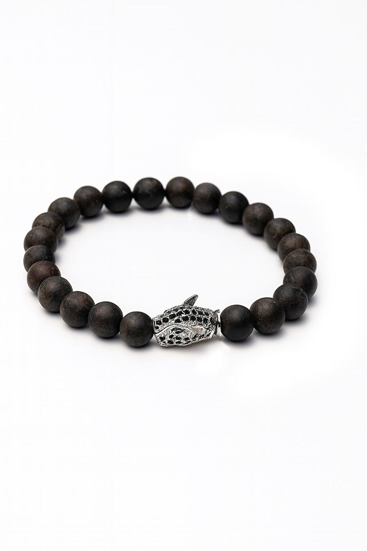 Lastikli Doğal Kahverengi Jasper Taşlı Erkek Bileklik ey39