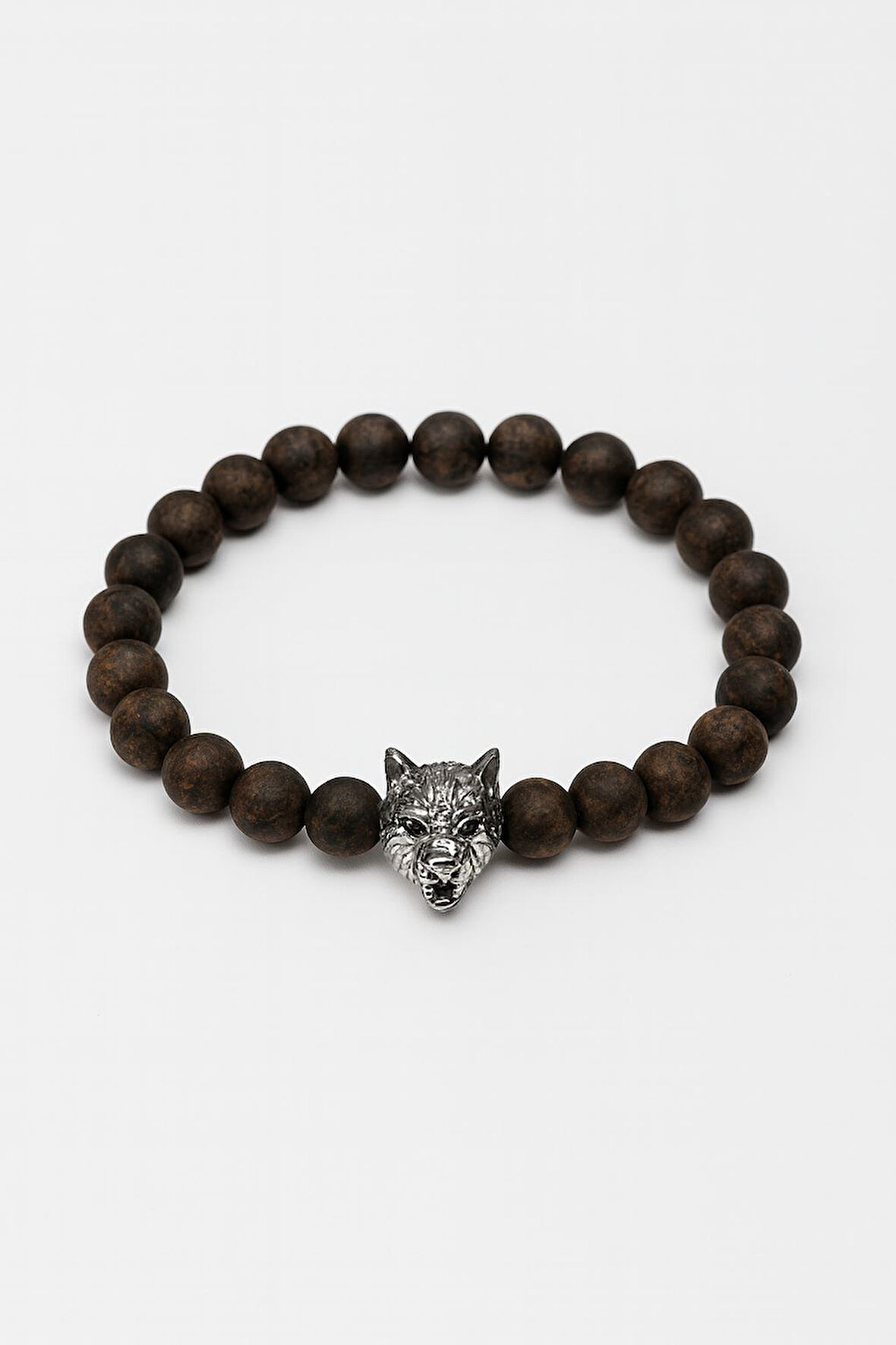 Lastikli Doğal Kahverengi Jasper Taşlı Erkek Bileklik ey40