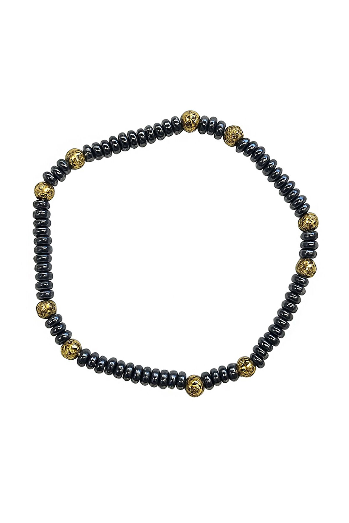 Lastikli Doğal Hematit Taşlı Erkek Bileklik ey42