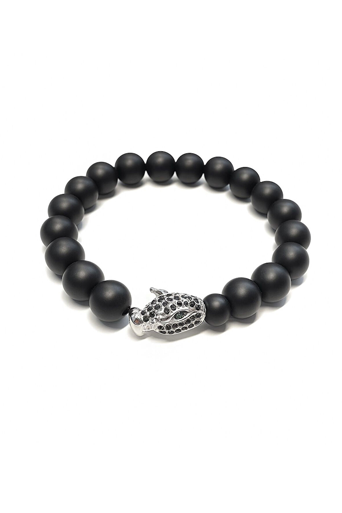 Lastikli Doğal Oniks Taşlı Erkek Bileklik ey43