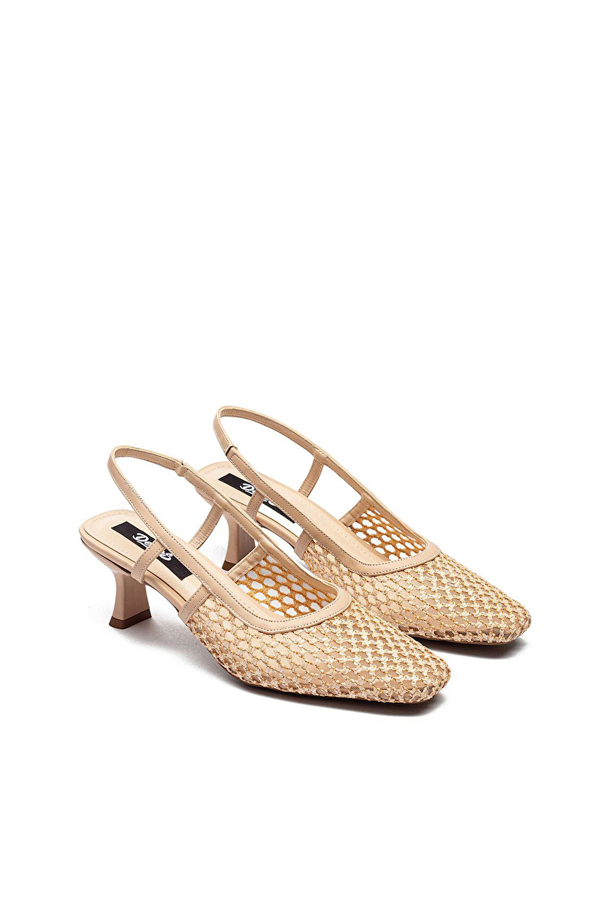 Kadın Hasır Örme Kısa Topuklu Kare Burun Günlük Ayakkabı 1025