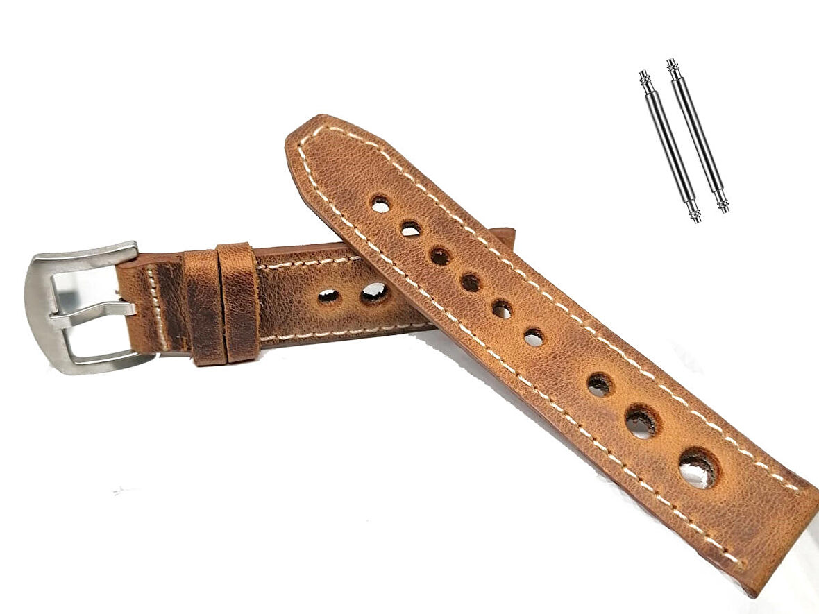 Tissot & Fossil & Panaray  Uyumlu Crayz Hakiki  Deri  24 mm  TABA
