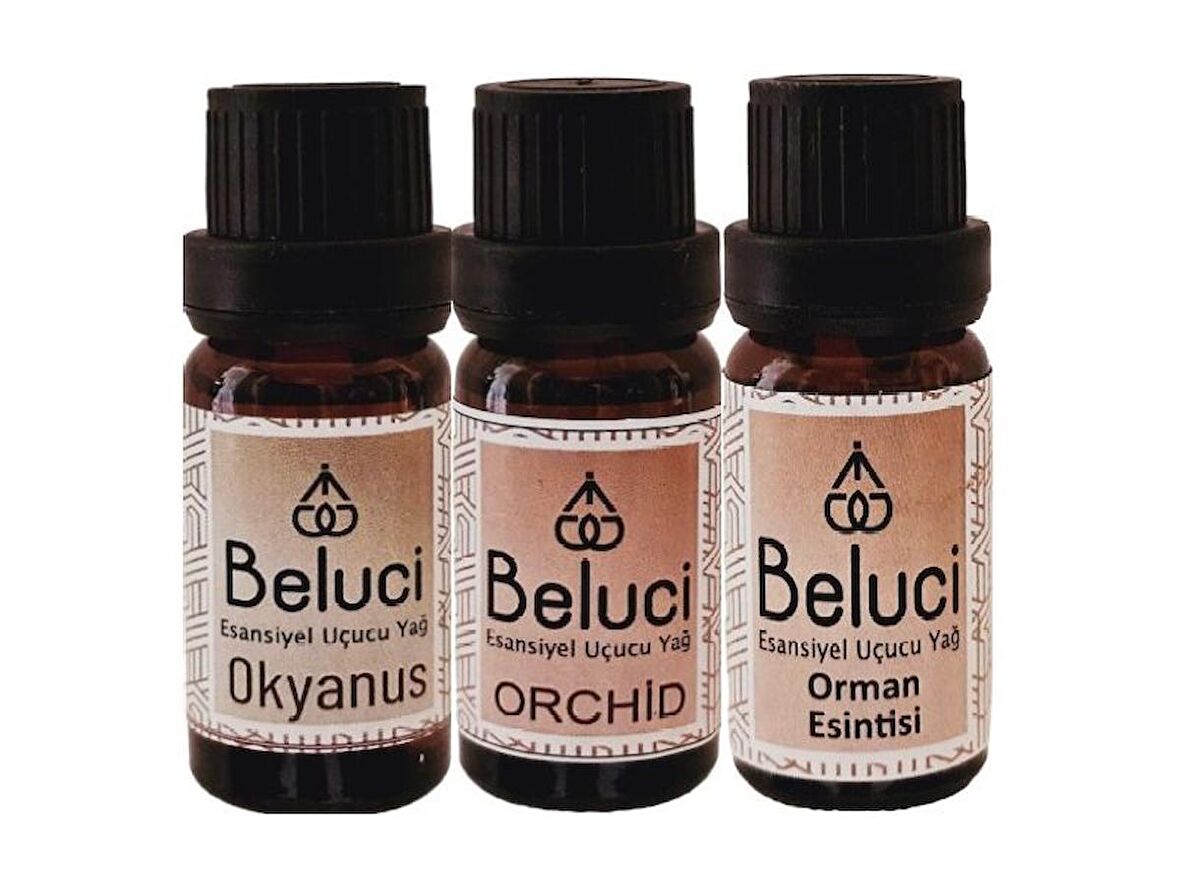 Okyanus + Orkide + Orman Esintisi Uçucu Buhurdanlık Yağı Oda Kokusu Aromaterapi Set (3 Ad*10 ml)