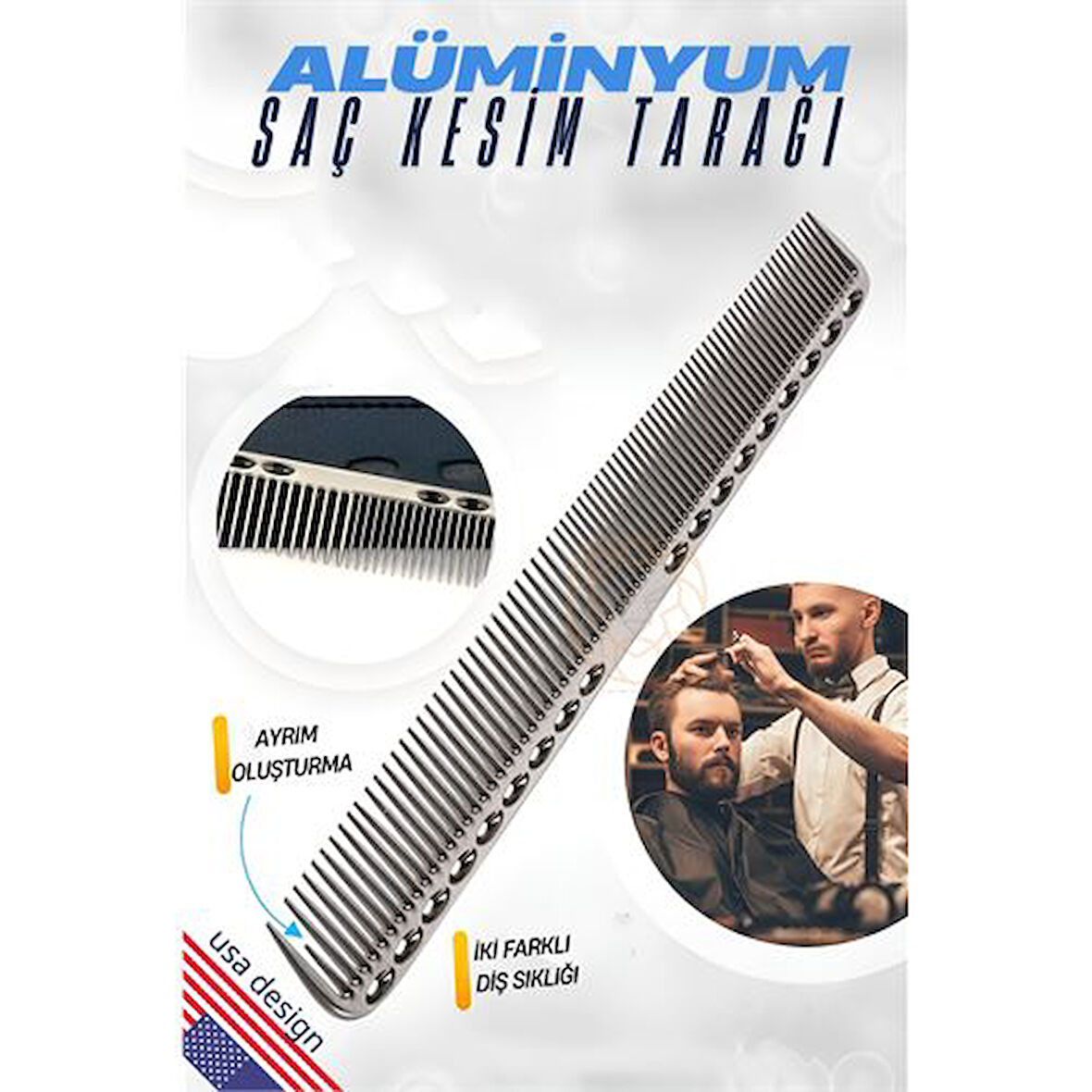 ModaCar Alüminyum Saç Kesim Tarağı Saç Şekillendirme Düzeltme Tarağı GRİ