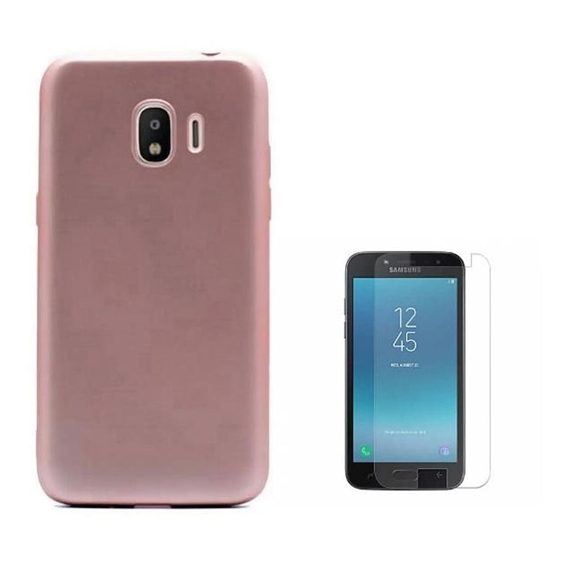 Smcase Samsung Galaxy J2 Pro Lüks Silikonlu Kılıf  Cam Ekran Koruyucu