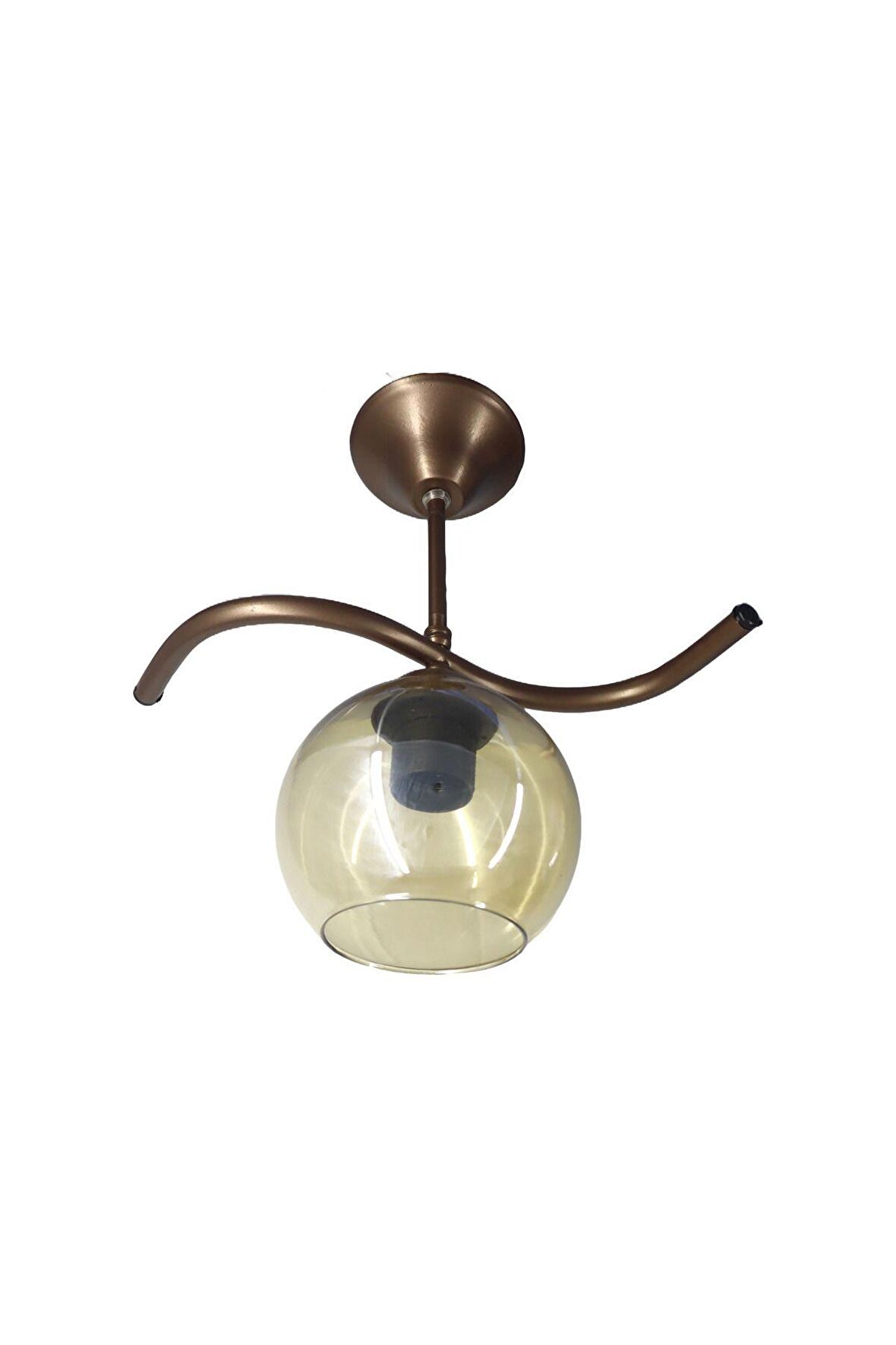 Fuji Bronz Tekli Bal Camlı Avize | Kaliteli Modern Metal Avize