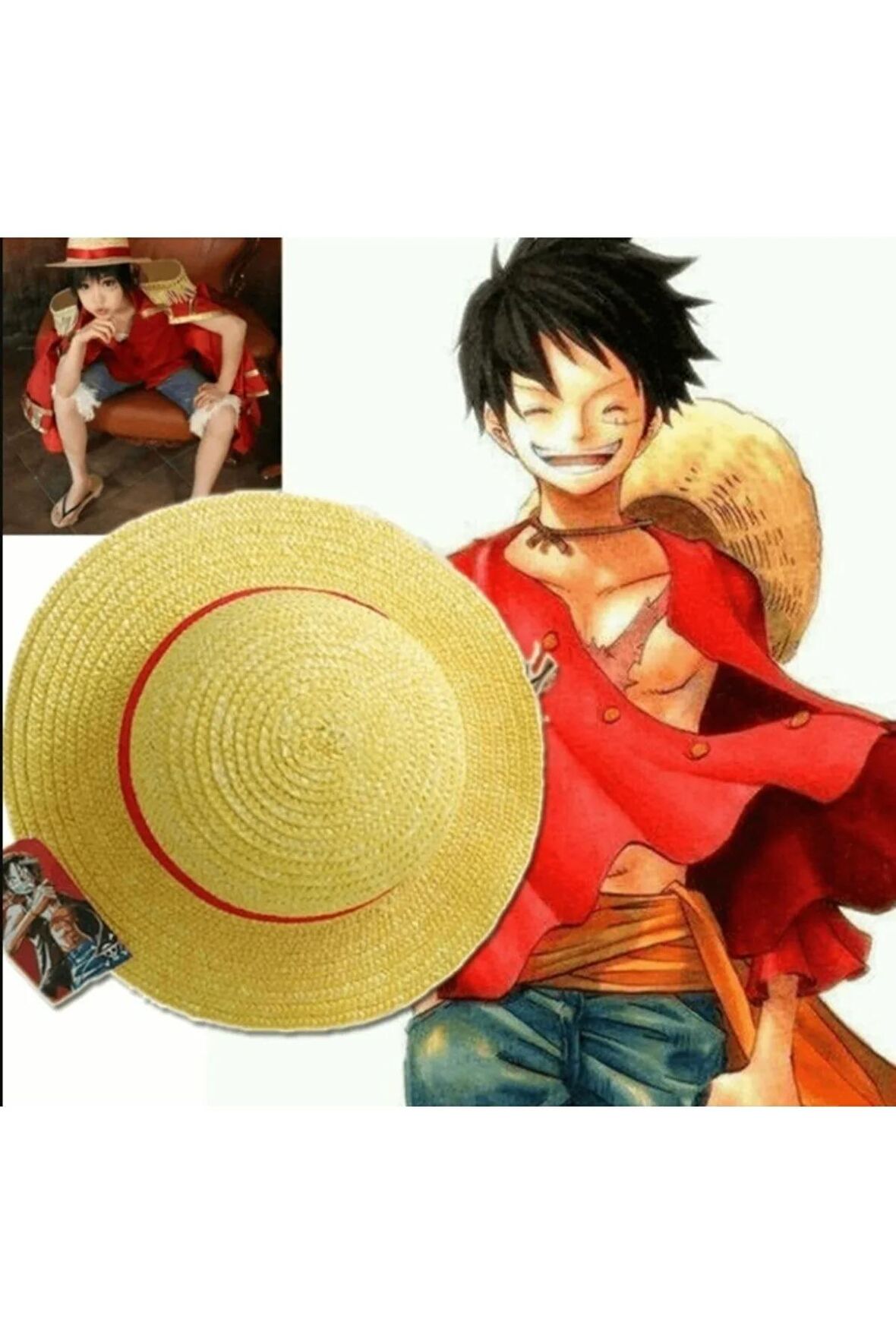 One Piece Cosplay - Luffy Hasır Şapkası