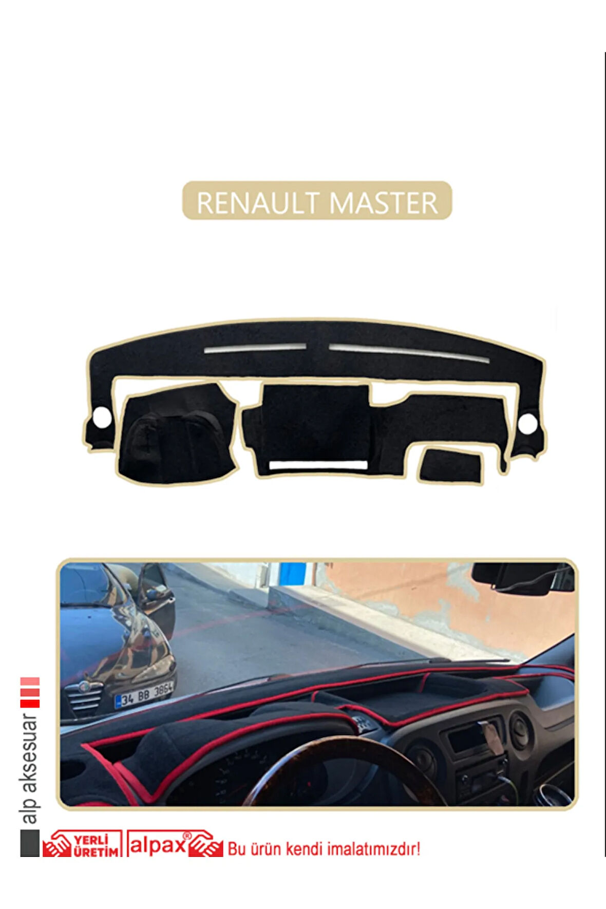 Renault Master Torpido Koruma  Halısı -  Bej Kenar
