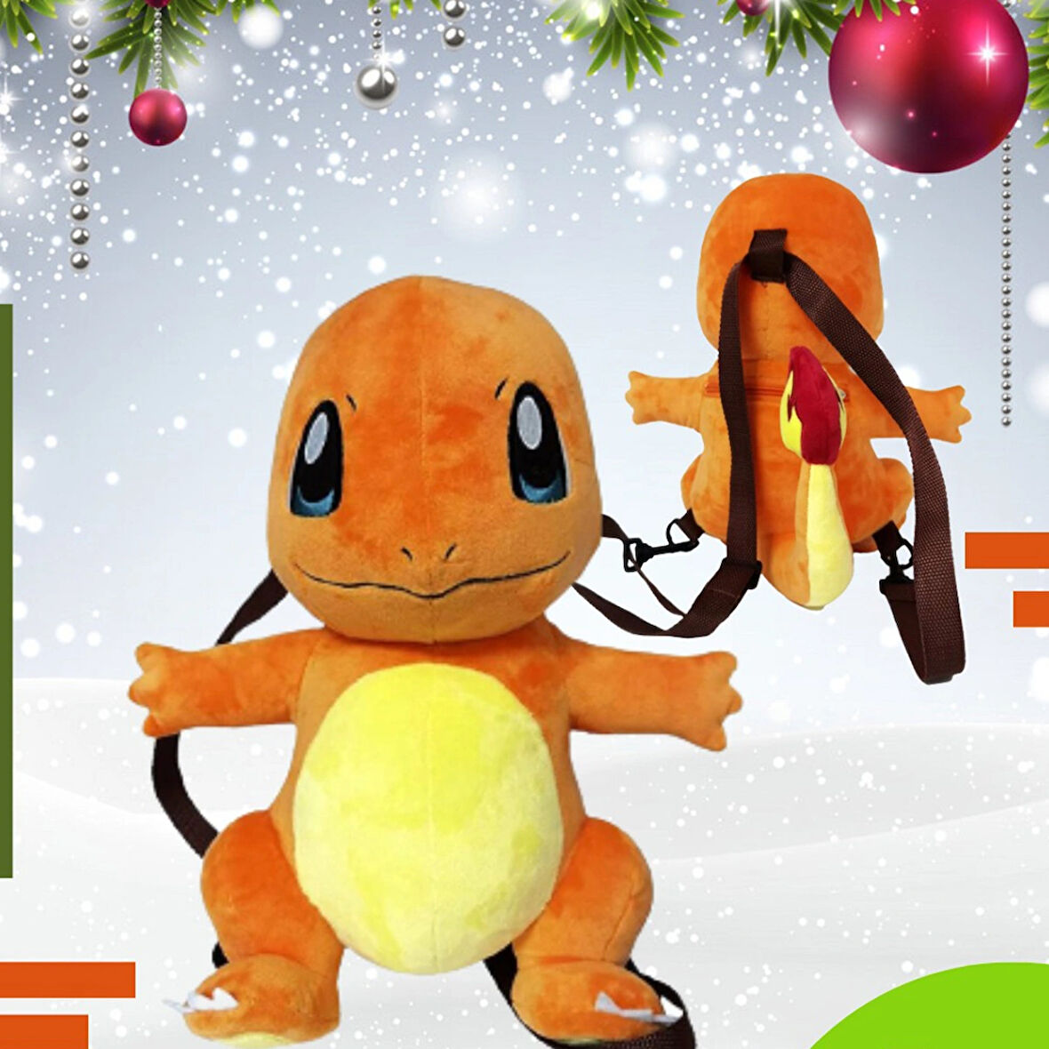 Charmander (05121) Pokemon Lisanslı Peluş Sırt Çantası 35 cm Fermuarlı