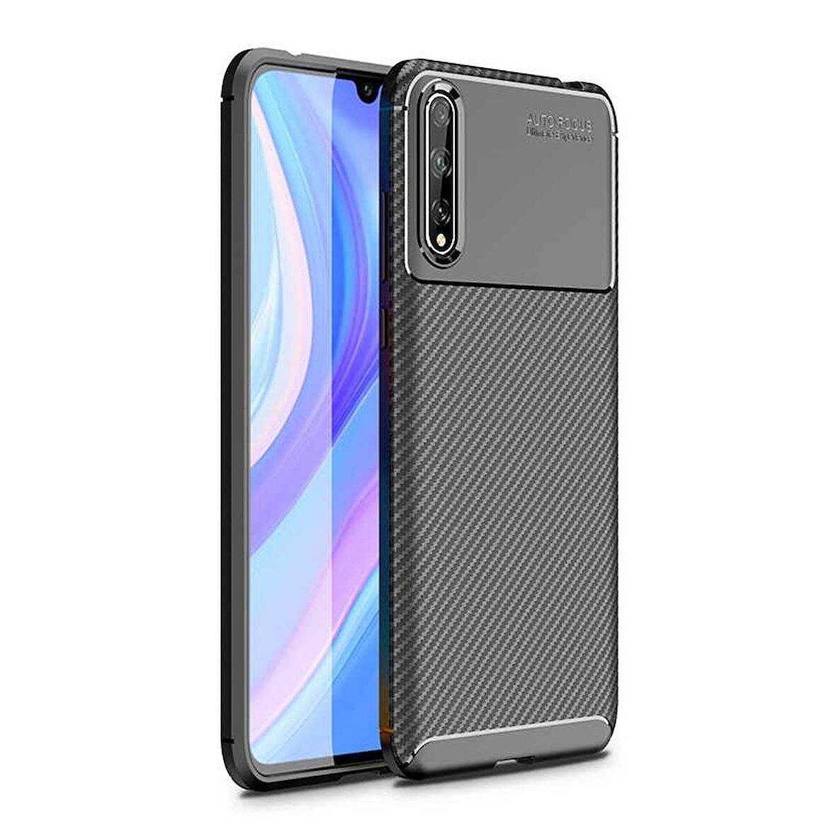 Gpack Huawei P Smart S Kılıf Negro Karbon Dizayn SilikonNano Glass