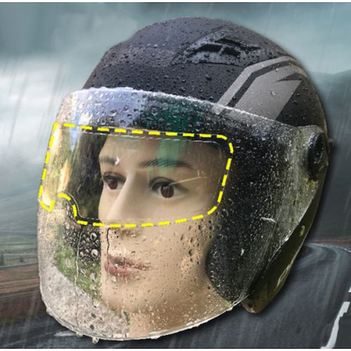 Kapamarka Motosiklet Kaskı Yağmur Kaydırıcı