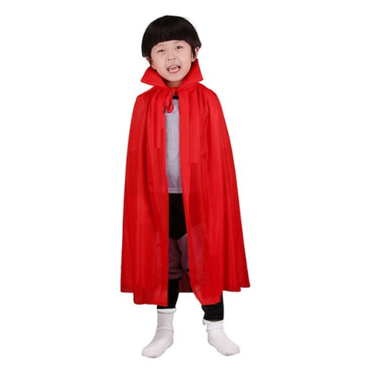 Kapamarka Kırmızı Renk Yakalı Pelerin Çocuk Boy 90 cm