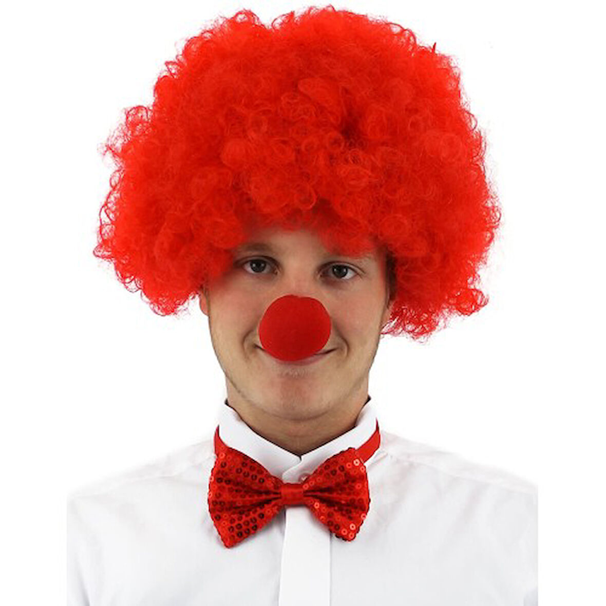 Kapamarka KÄ±rmÄ±zÄ± Renk KÄ±vÄ±rcÄ±k Afro PalyaÃ§o Seti