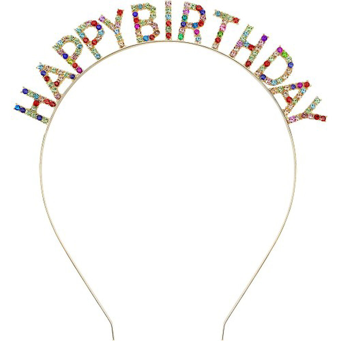 Kapamarka Renkli Kristal Taşlı Lüks Happy Birthday Taçı