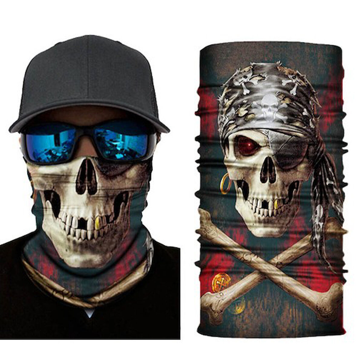 Kapamarka Siyah Korsan Kafatası Baskılı Buff Bandana 30x48 cm