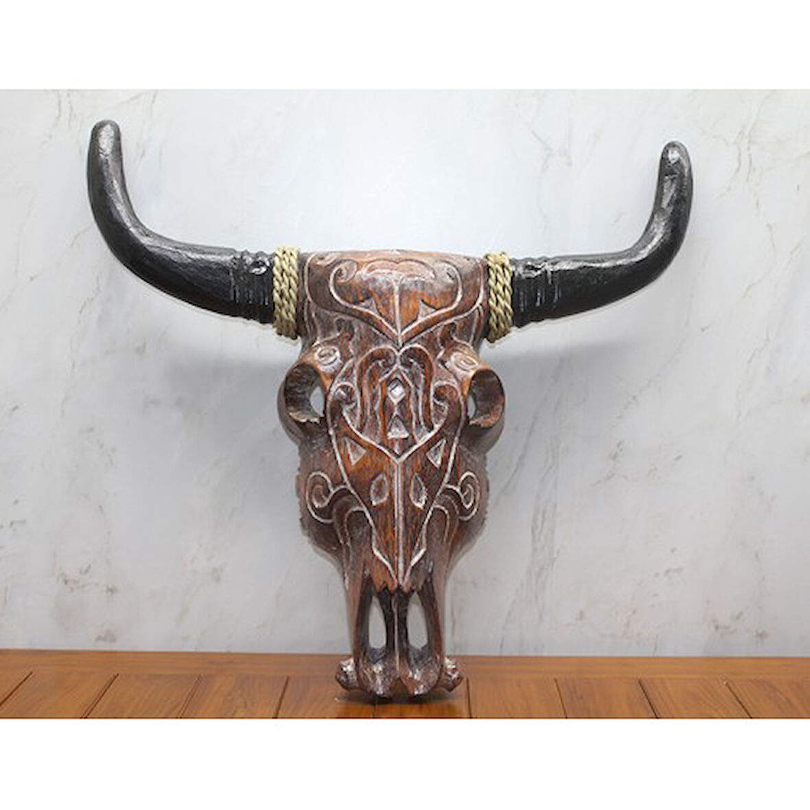 Kapamarka Ahşap Duvara Asmalı Bufalo Kafası