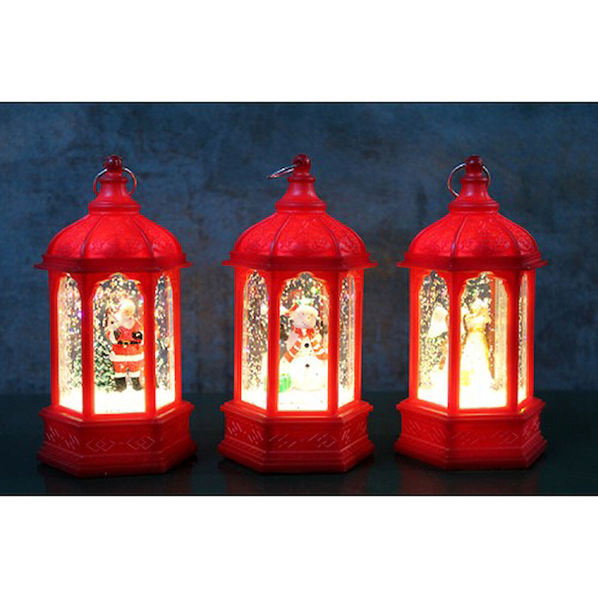 Kapamarka Yılbaşı Temalı Işıklı Kar Küresi Kırmızı Tasarım