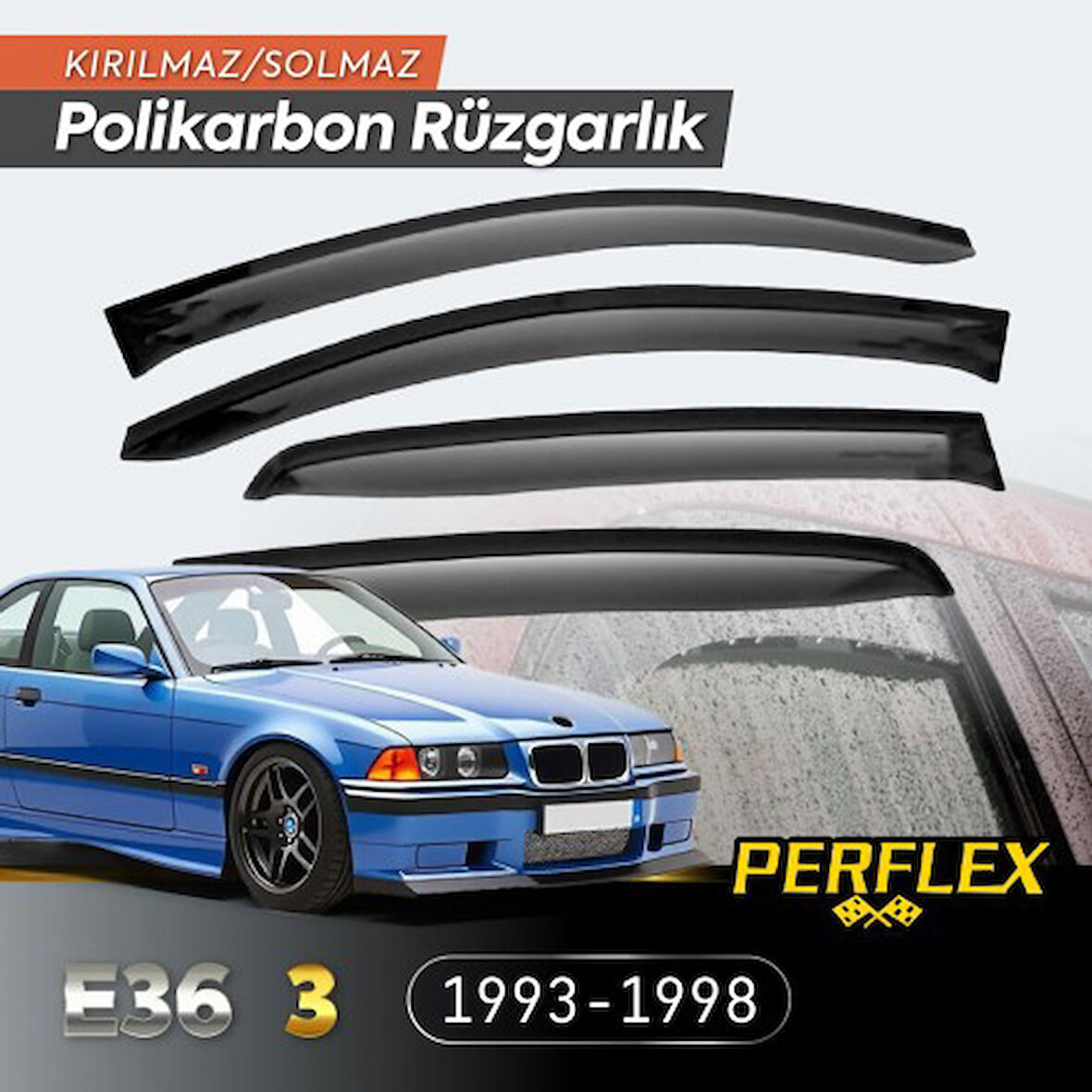 Kapamarka BMW E36 3 Serisi 1993-1998 Cam Rüzgarlığı V2 Mugen