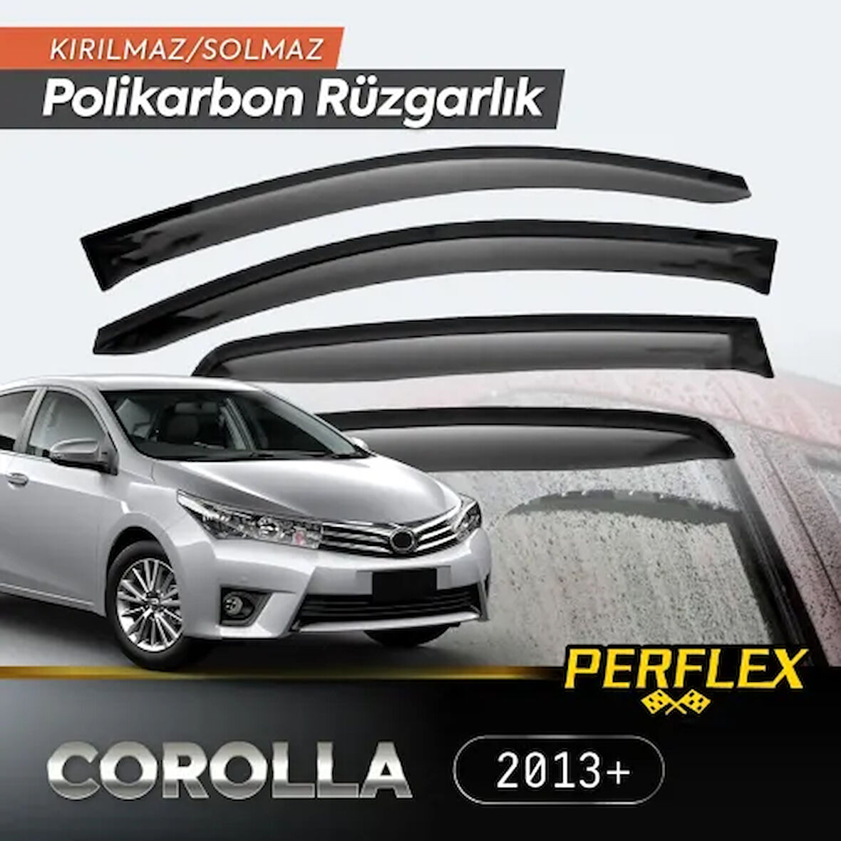 Kapamarka Perflex Polikarbon Kırılmaz Rüzgarlık V2 Mugen Toyota Corolla 2013+