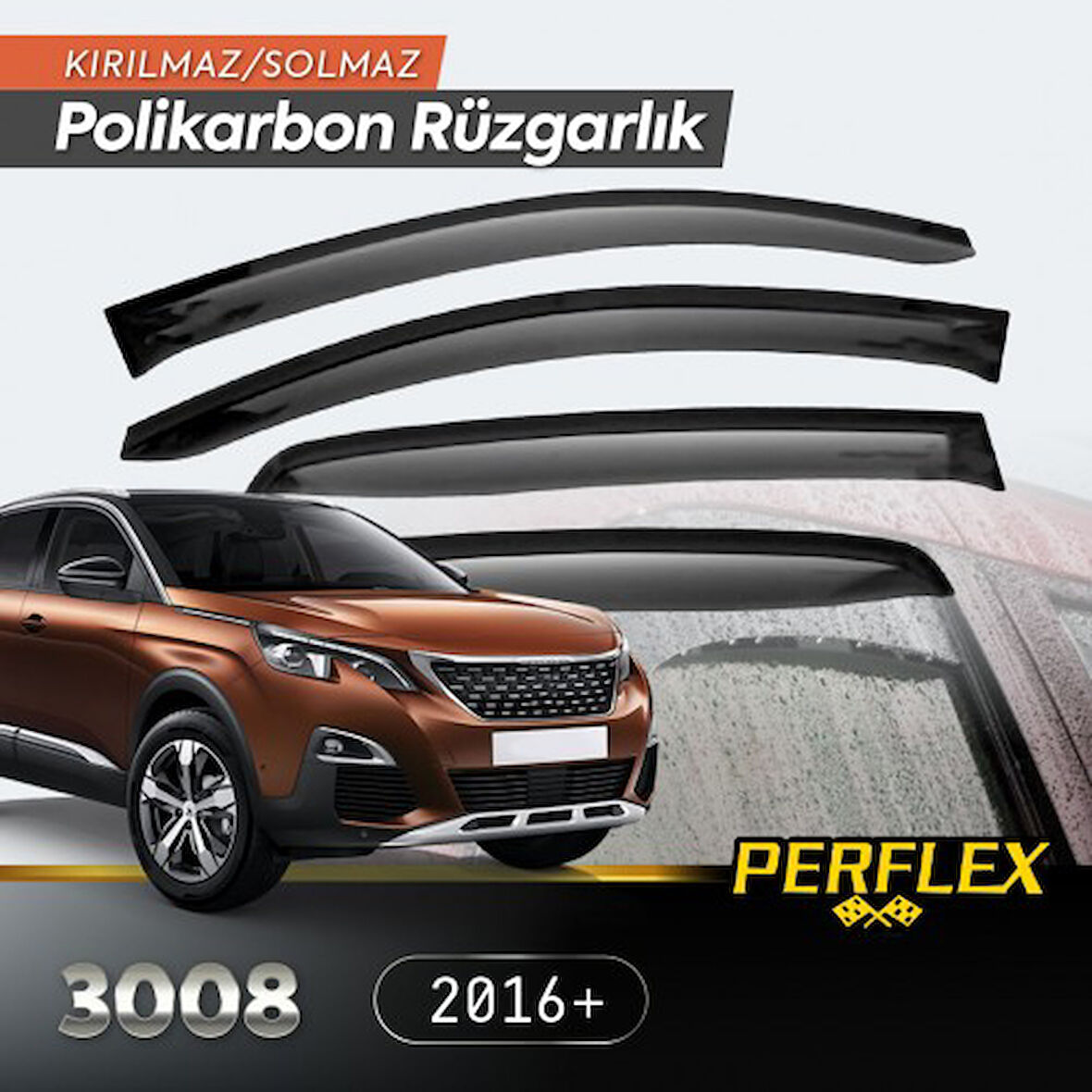 Kapamarka Peugeot 3008 2016+ Cam Rüzgarlığı V2 Düz