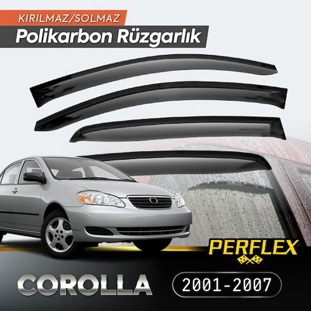 Kapamarka Toyota Corolla 2001-2007 Cam Rüzgarlığı V2 Düz