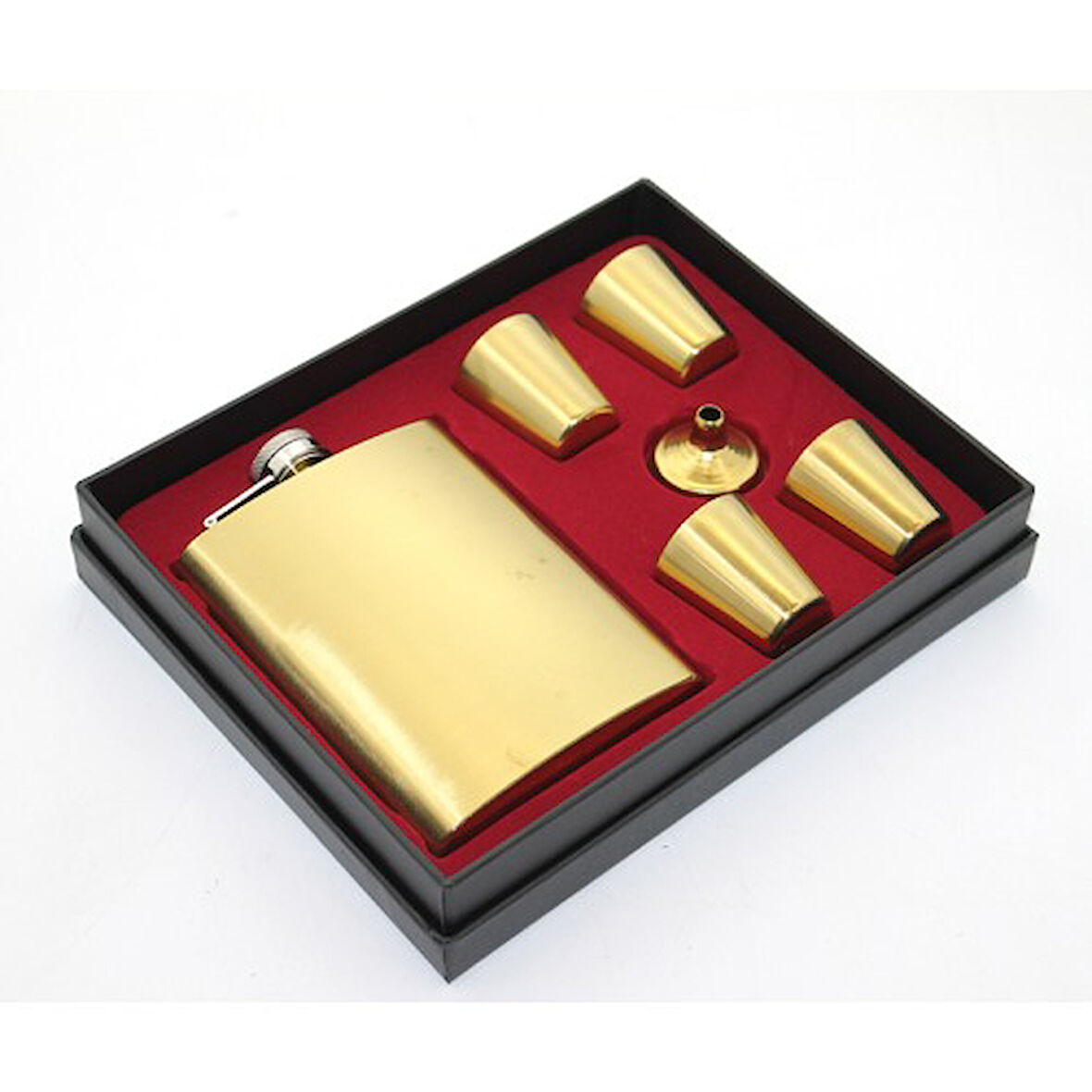 Kapamarka Paslanmaz Çelik 4 Shot Bardaklı Matara Seti Gold