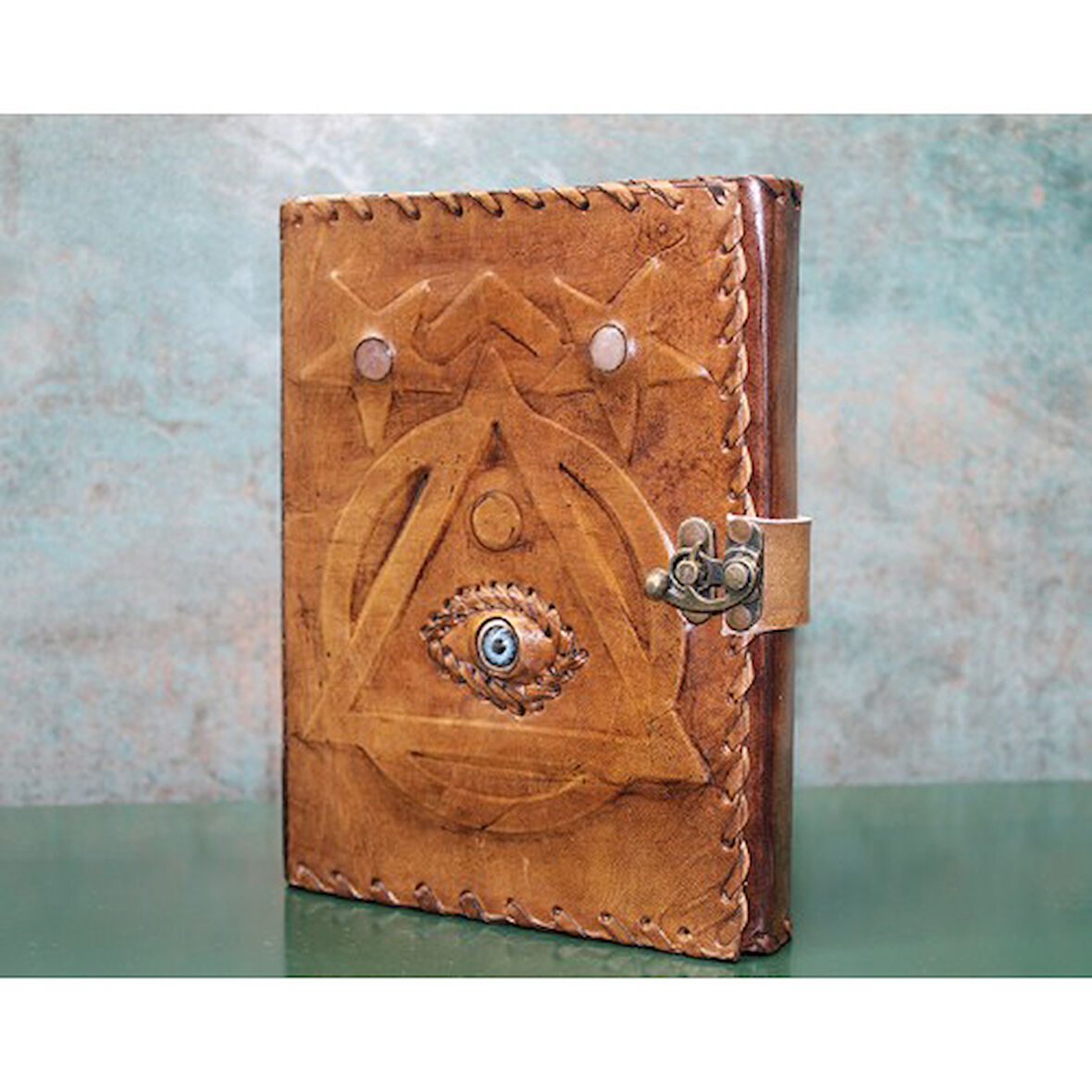 Kapamarka Taşlı Deri Defter Model 1